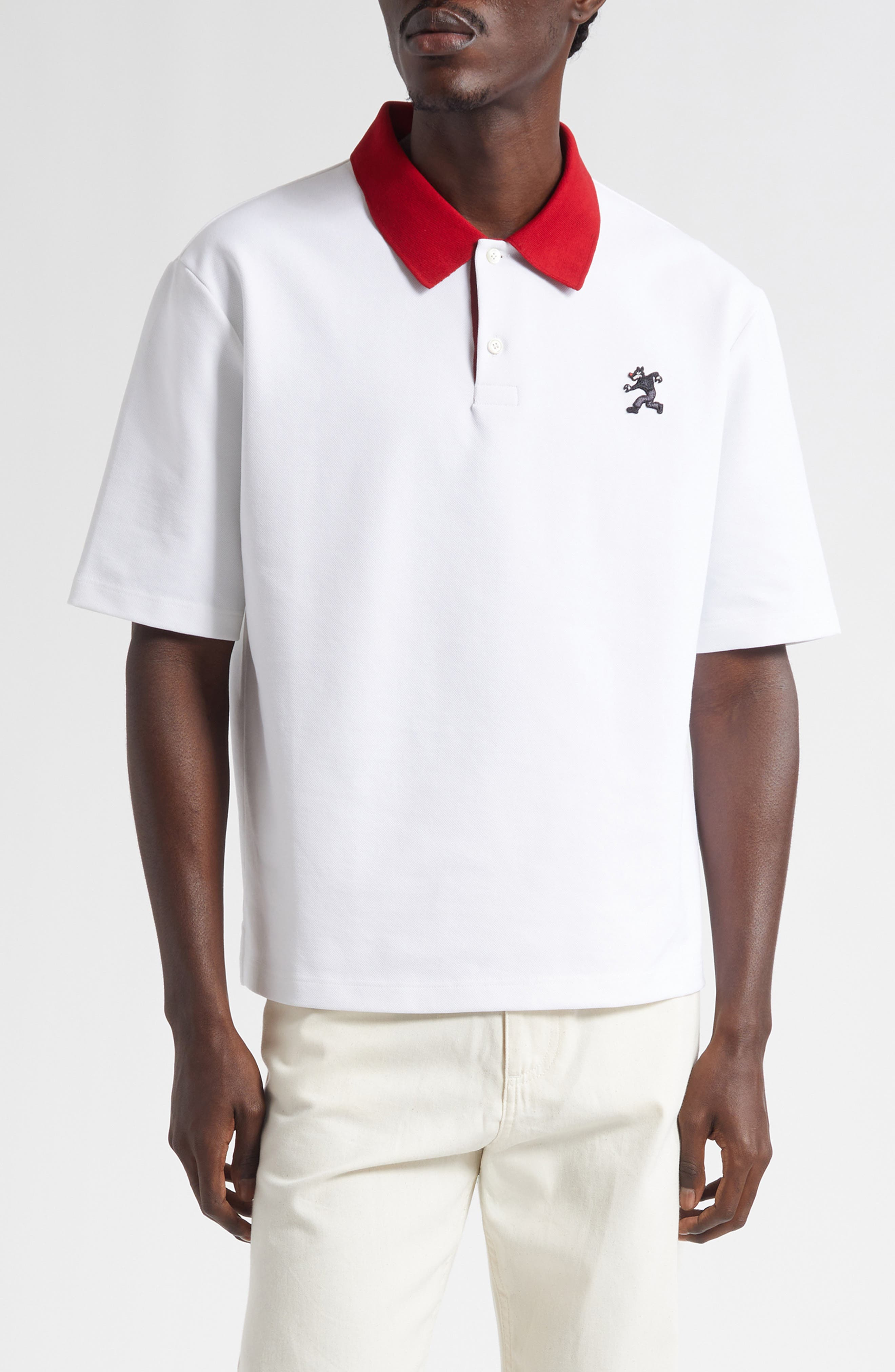 Marni Cotton Blend Piqué Polo in 00W01 Lily White at Nordstrom - 1