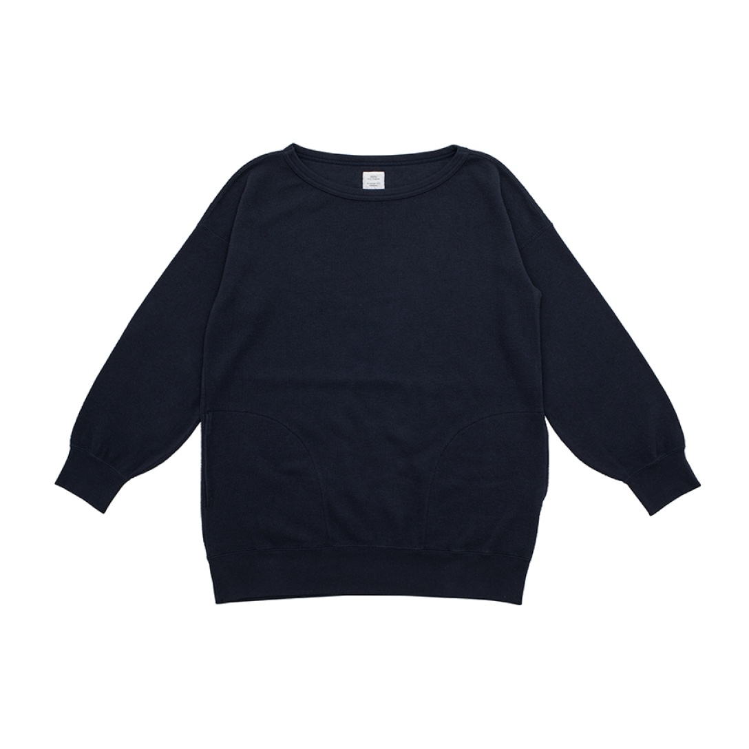 BOAT NECK SWEAT (COTTON PILE) W BLACK - 1