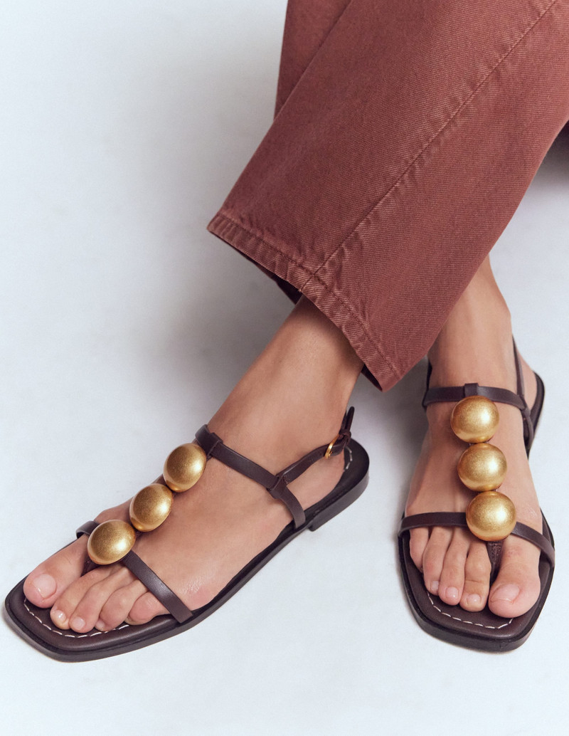 BODEN Disc Flat Sandals-Dark Chocolate outlook