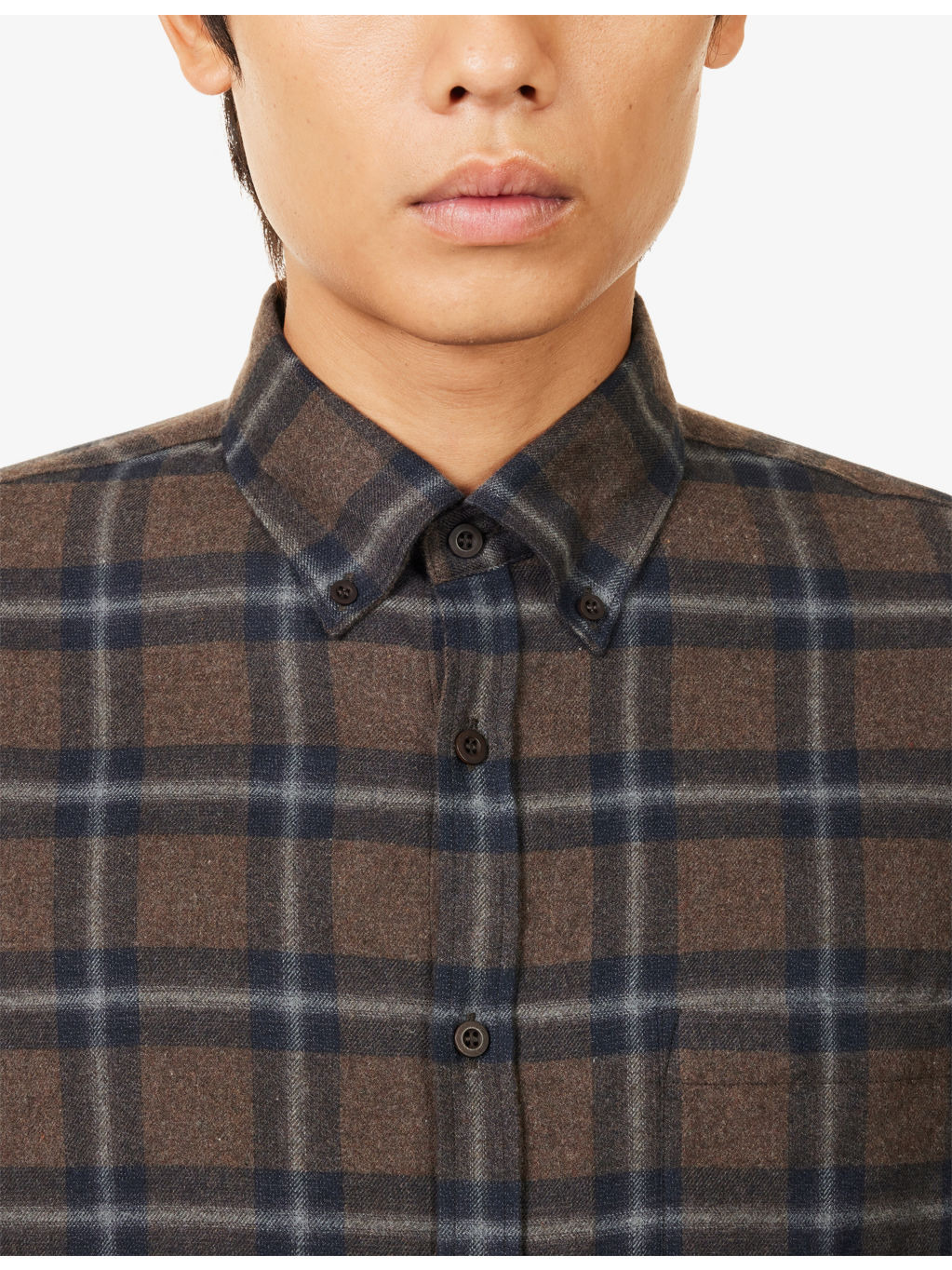 Brushed Checked Cotton Flannel Shirt - 5