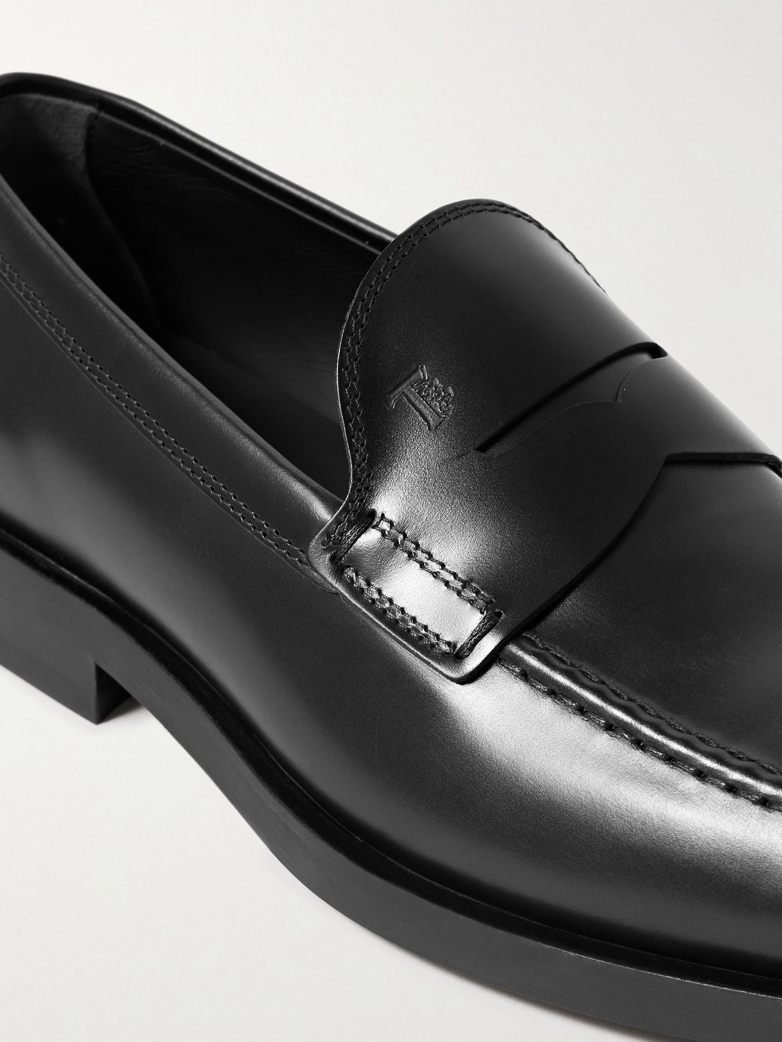 Glossed-Leather Penny Loafers Black - 5