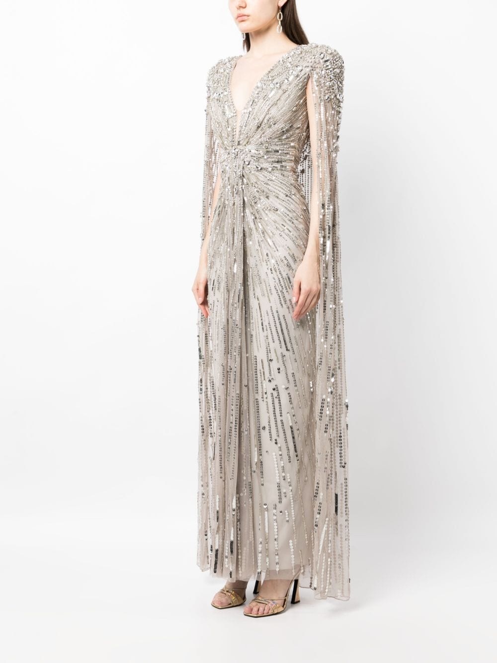 Lotus Lady embellished cape gown - 3