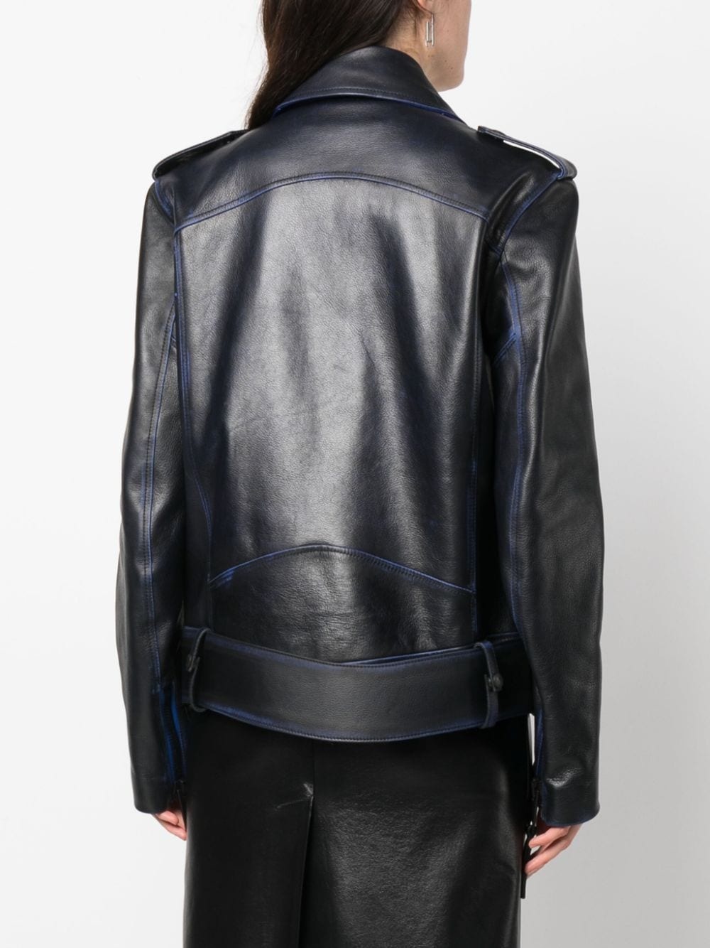 contrast-trim leather jacket - 4