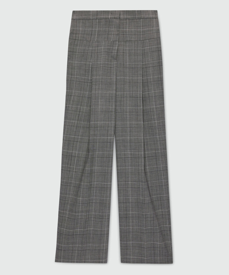 Wide-leg Prince of Wales wool trousers. 1