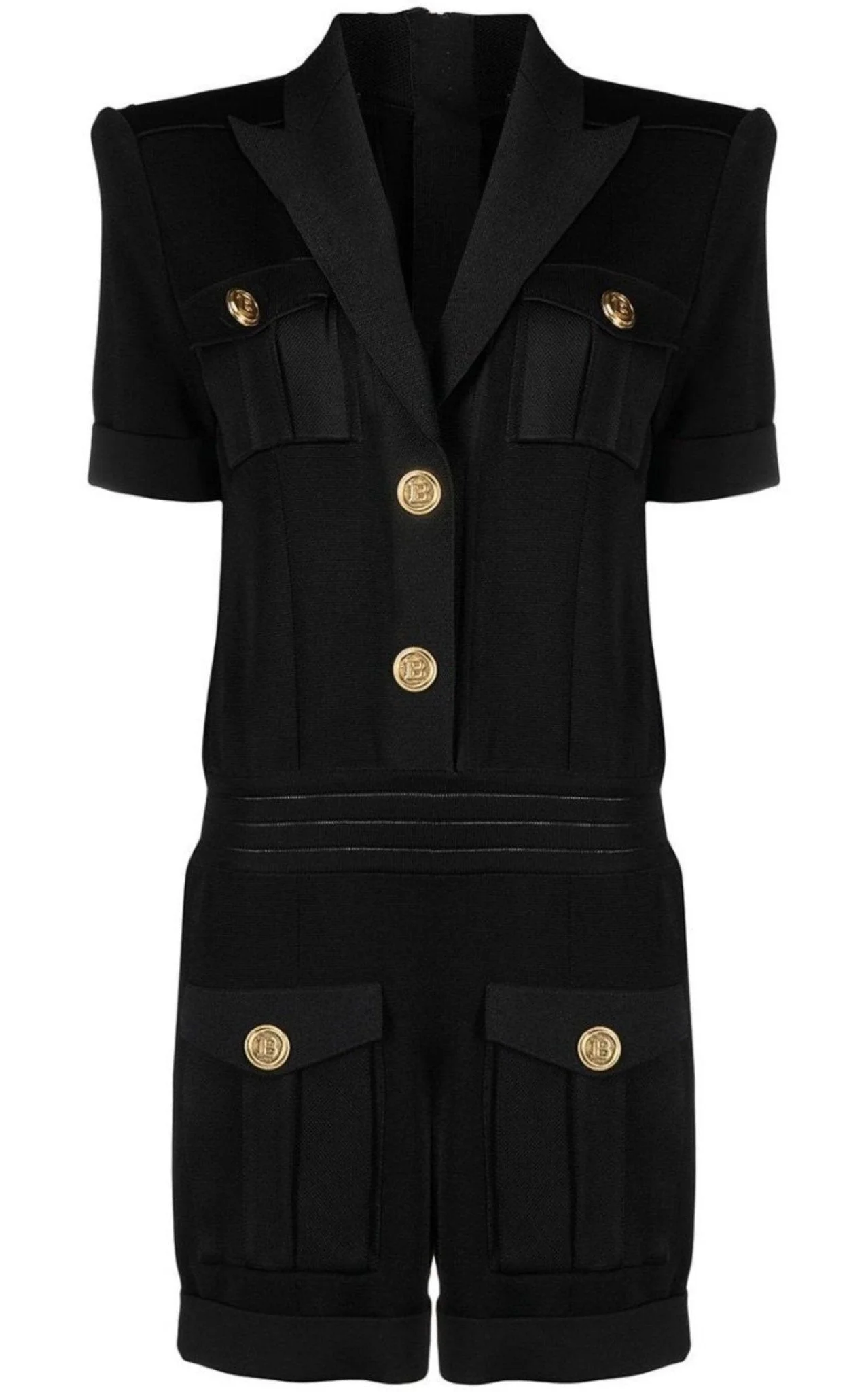 Peak Lapel Knitted Jumpsuit - 1