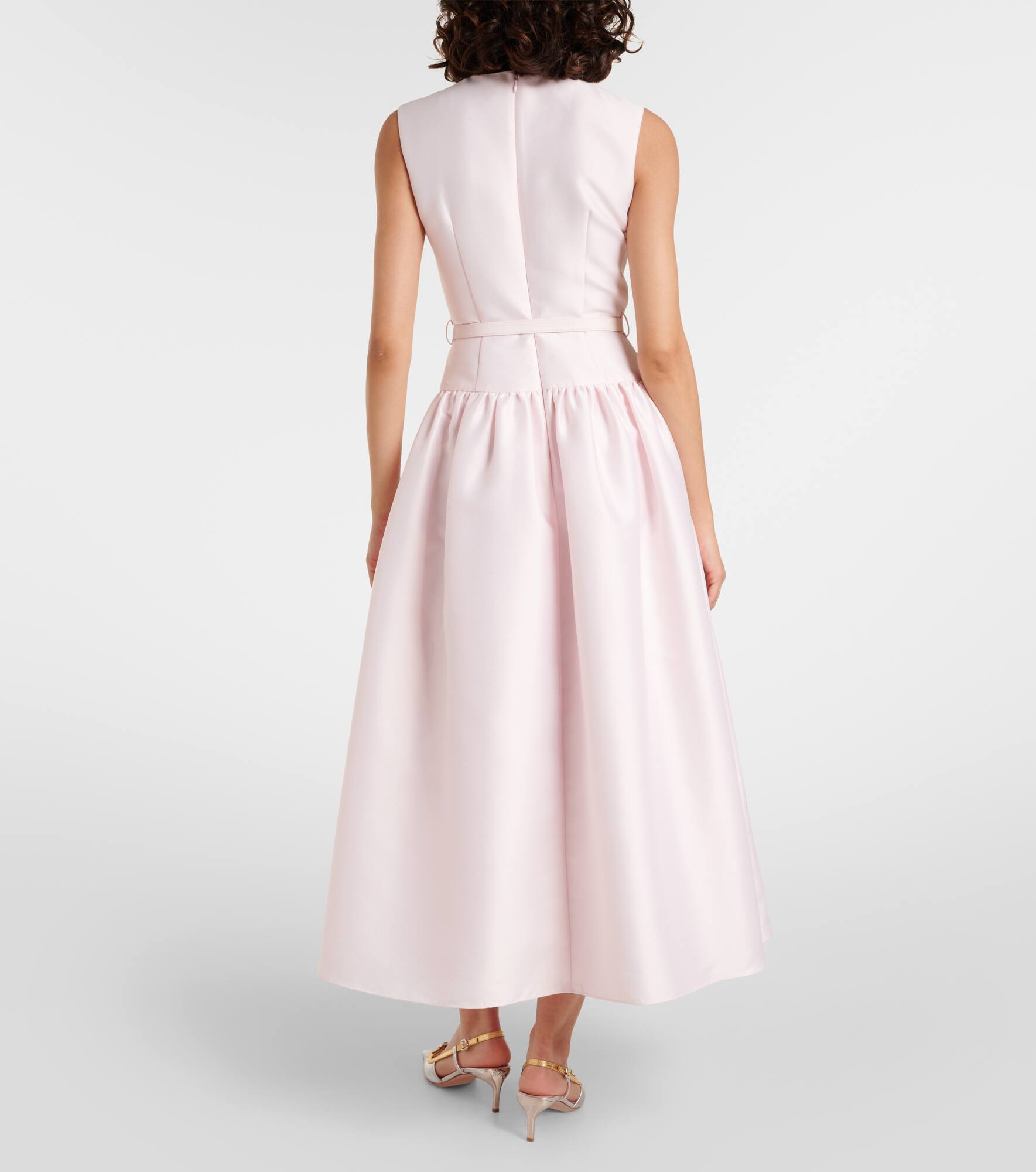 Belted taffeta midi dress - 3