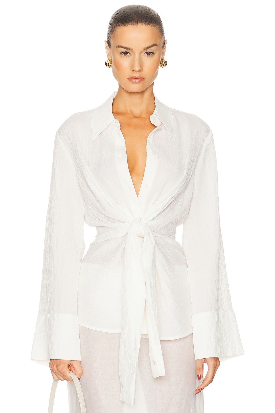 Hammered Silk Knotted Shirt - 1