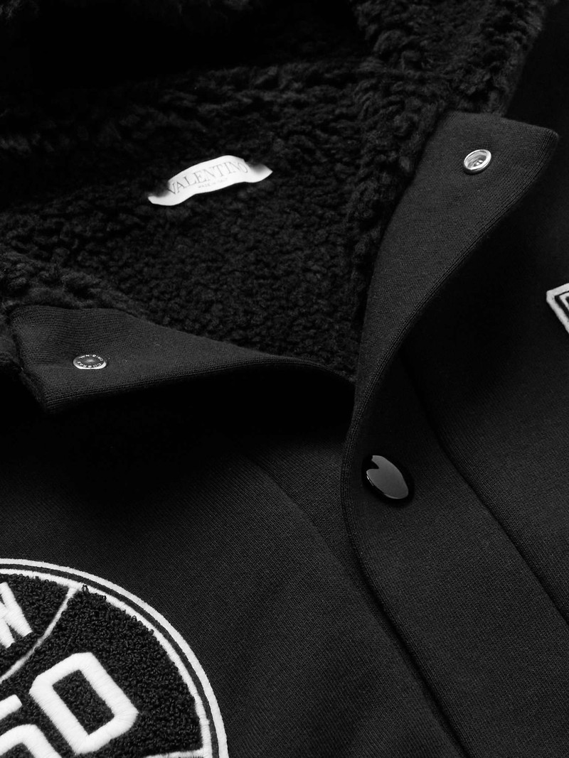 Logo-Appliquéd Cotton-Jersey Hooded Varsity Jacket 5