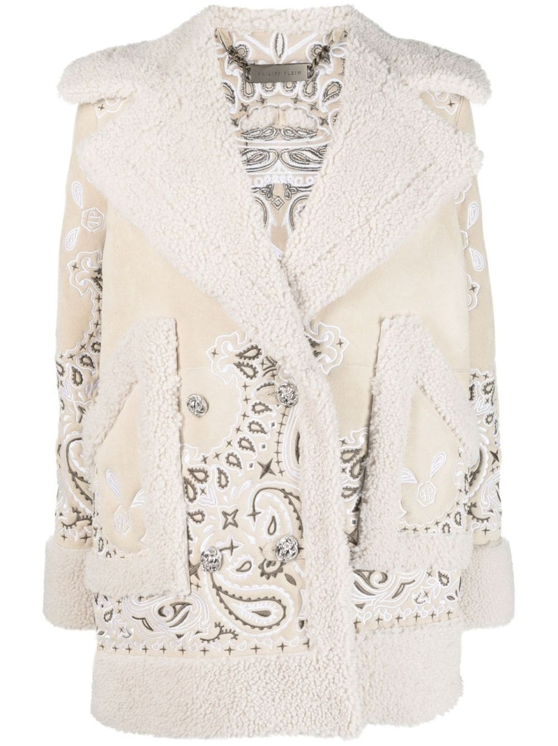 embroidered-paisley shearling 외투 1