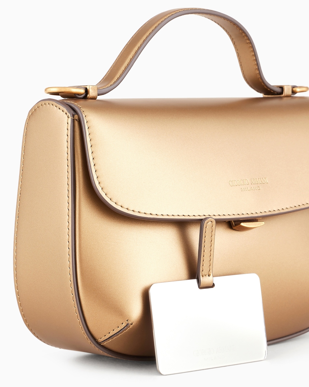 SMALL LA PRIMA LAMÉ LEATHER HANDBAG - 6