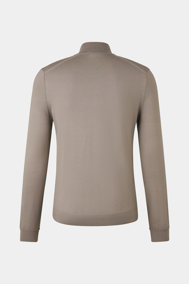 BOGNER Ouri fine knit troyer in Taupe outlook