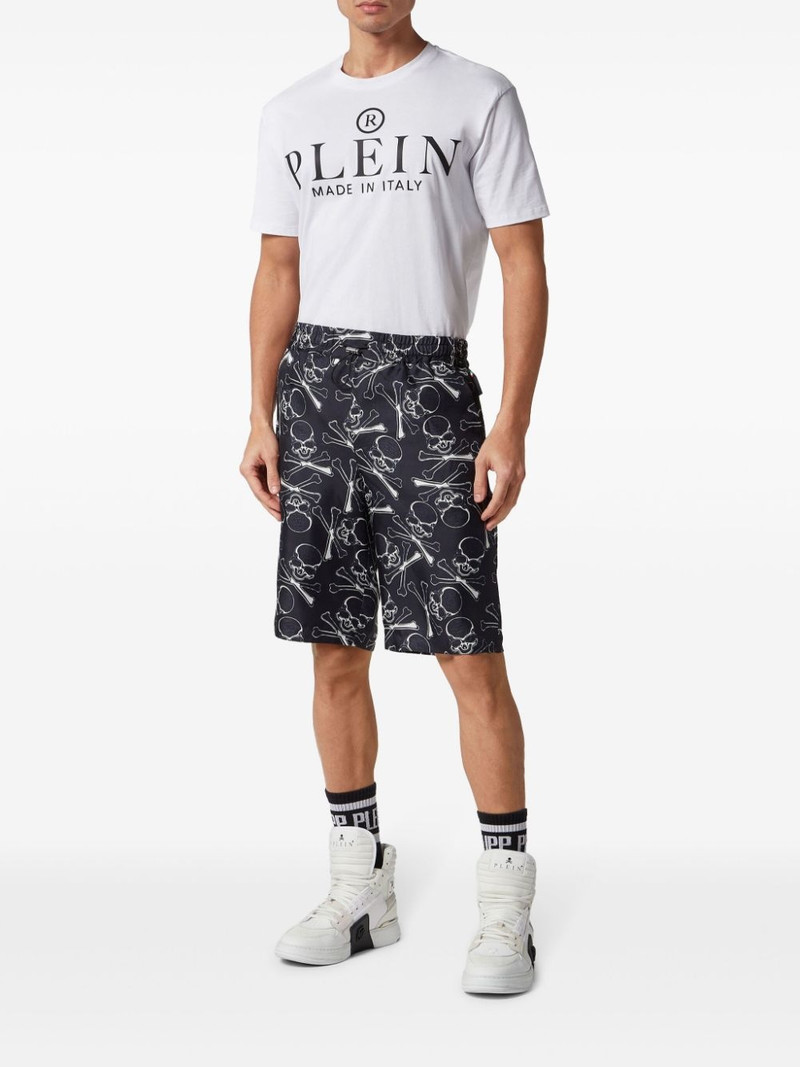 PHILIPP PLEIN skull-print silk shorts outlook