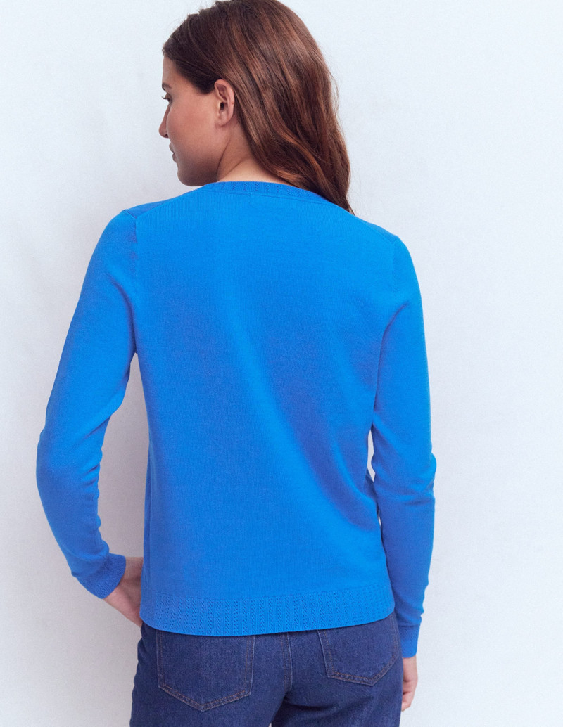 Emilia Cotton Crew Cardigan-Kingfisher Blue 4