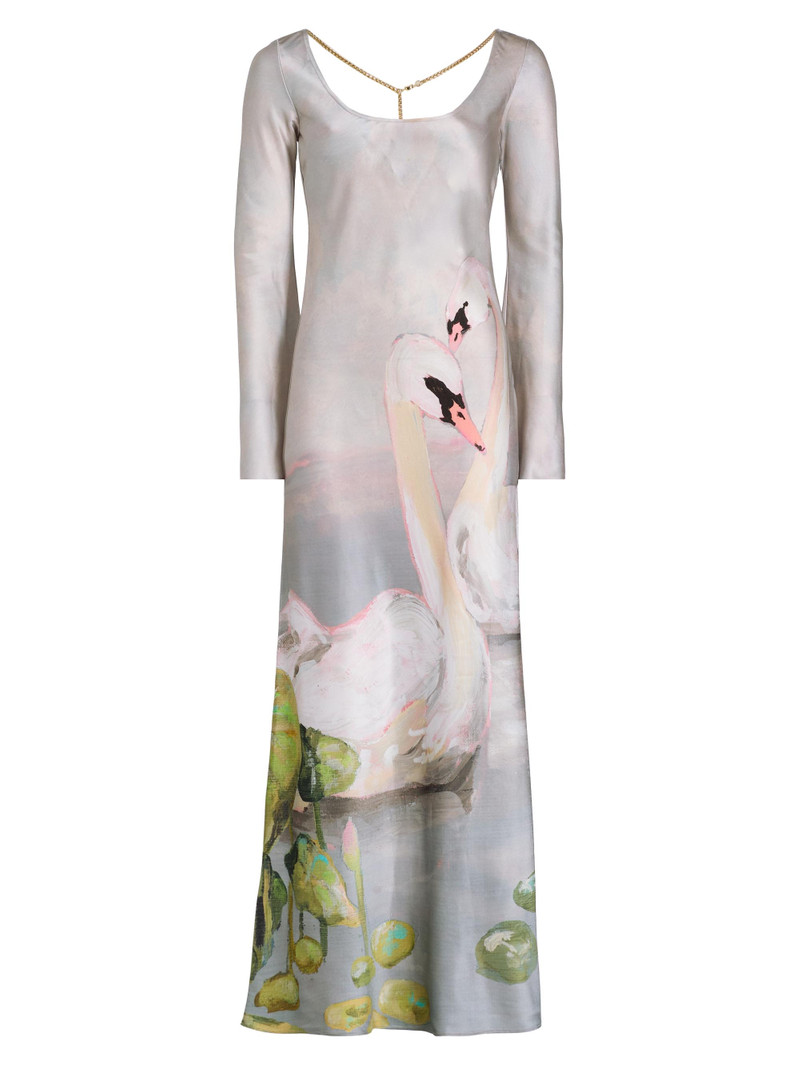 Women's Callaly Swan Satin Scoopneck Maxi Dress - Swan Song 1