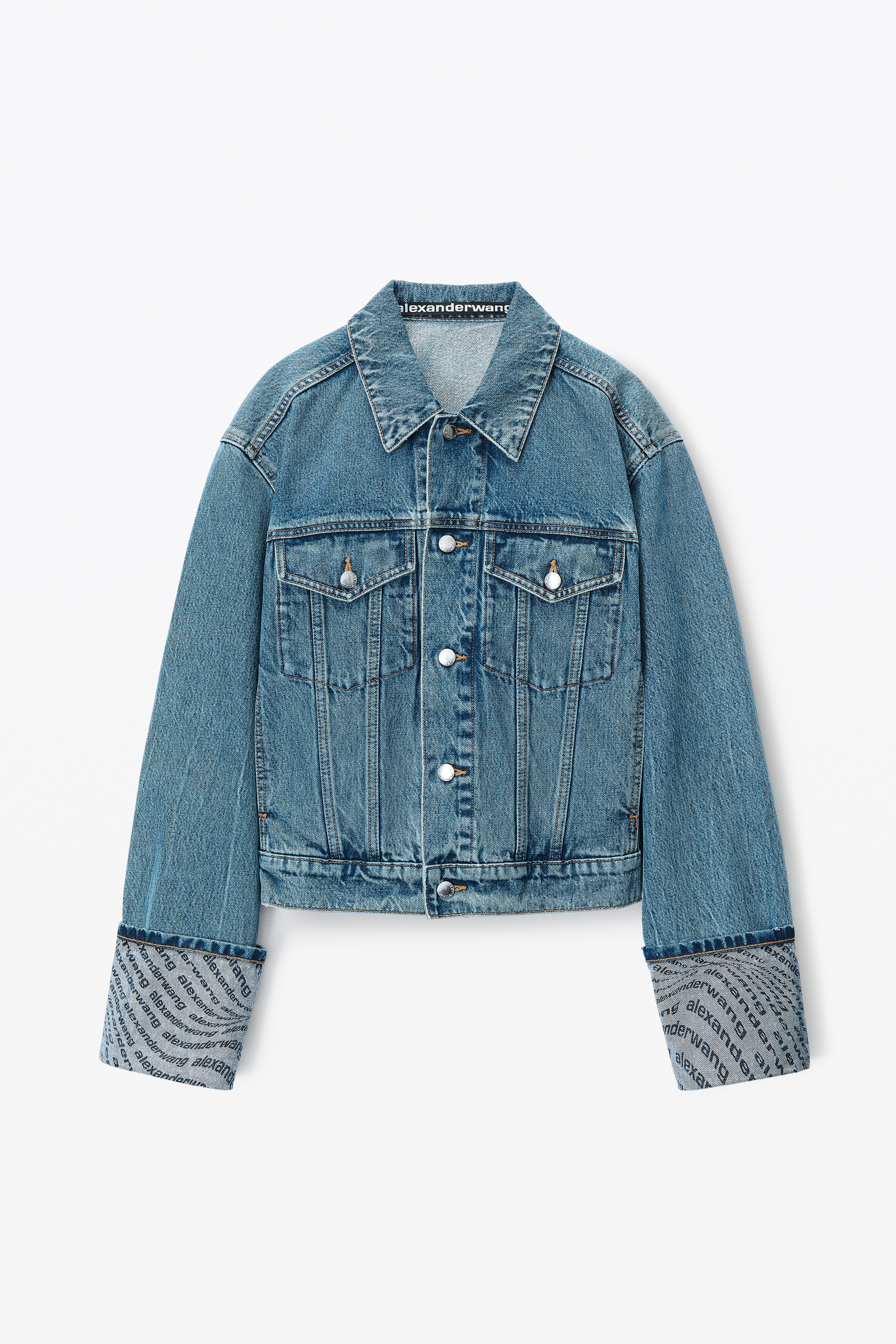 WAVE CUFF TRUCKER JACKET IN DENIM - 1