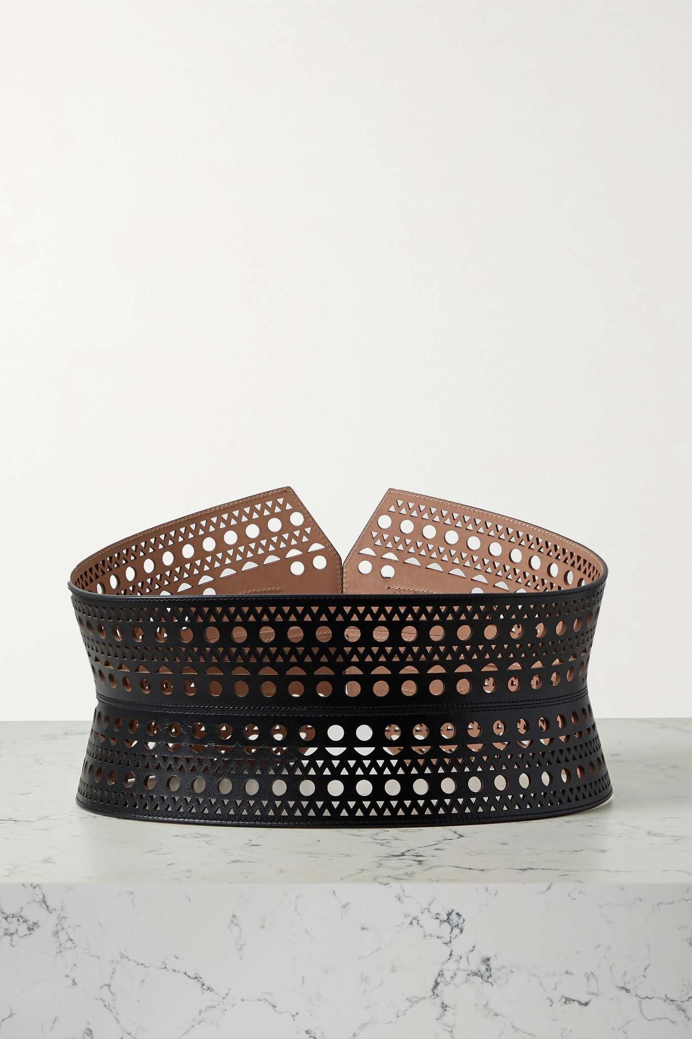 Laser-cut leather waist belt - 3