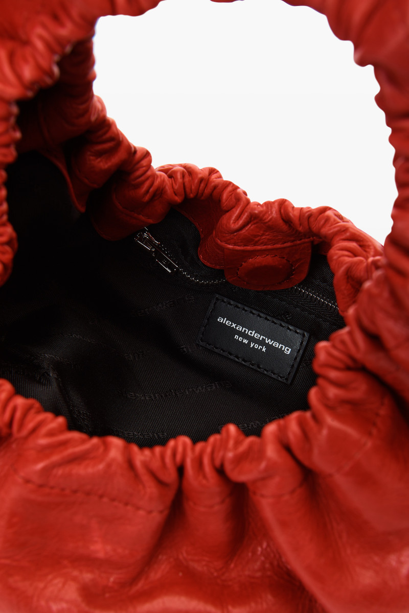 crescent small handle bag in crackle patent leather w/logo 4