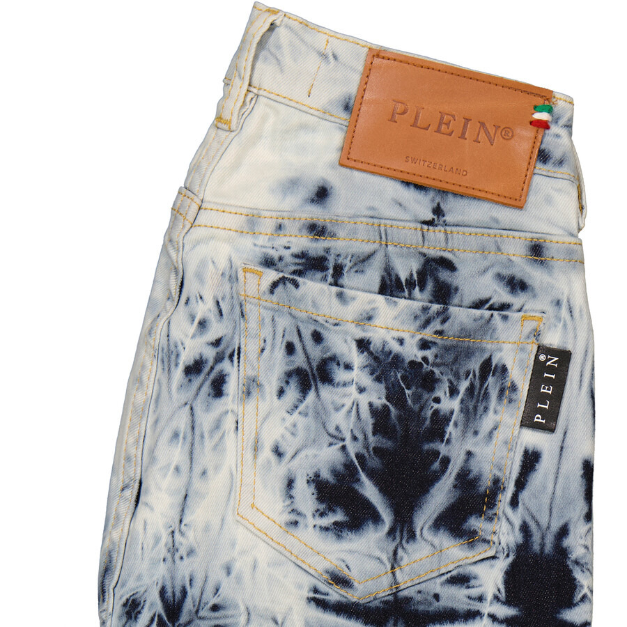 Philipp Plein Bleached Denim High-Waist Jeggings - 7