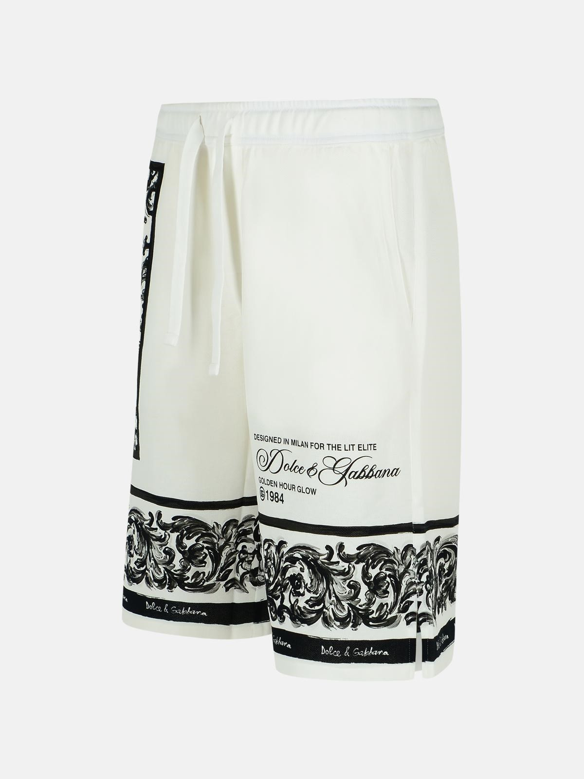 'MAIOLICA' WHITE COTTON BERMUDA SHORTS - 2