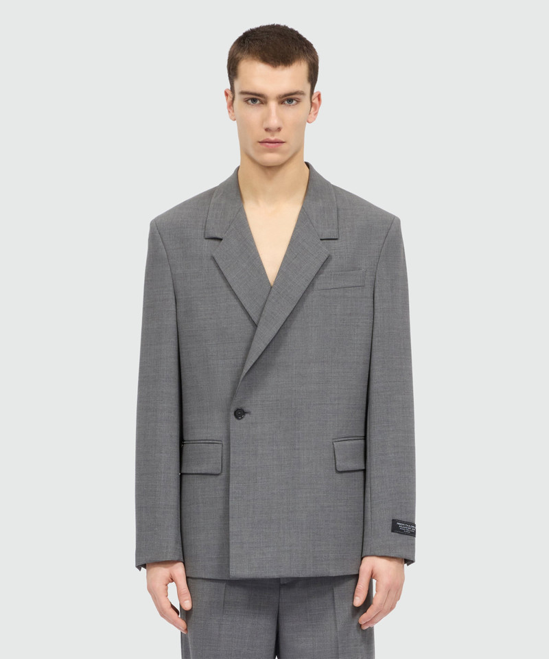 MSGM Grey melange double-breasted wool jacket with single-button outlook
