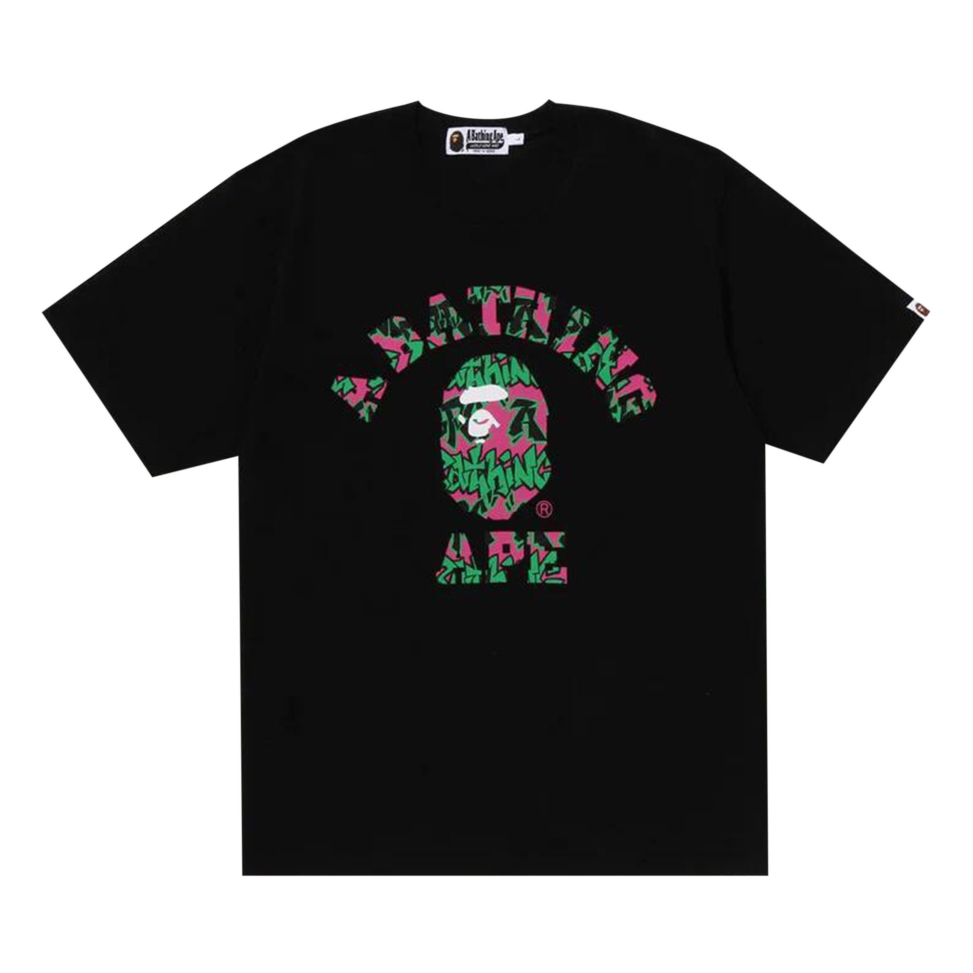 BAPE Graffiti Pattern College Tee 'Black' - 1