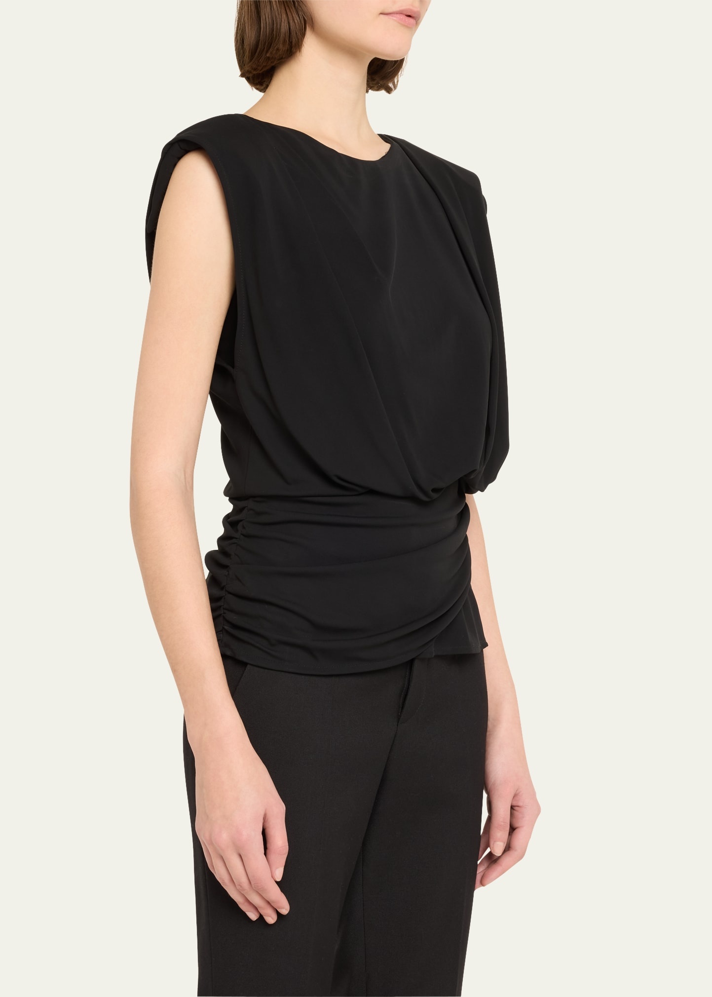 Daton Sleeveless Draped Cinched-Waist Top - 4