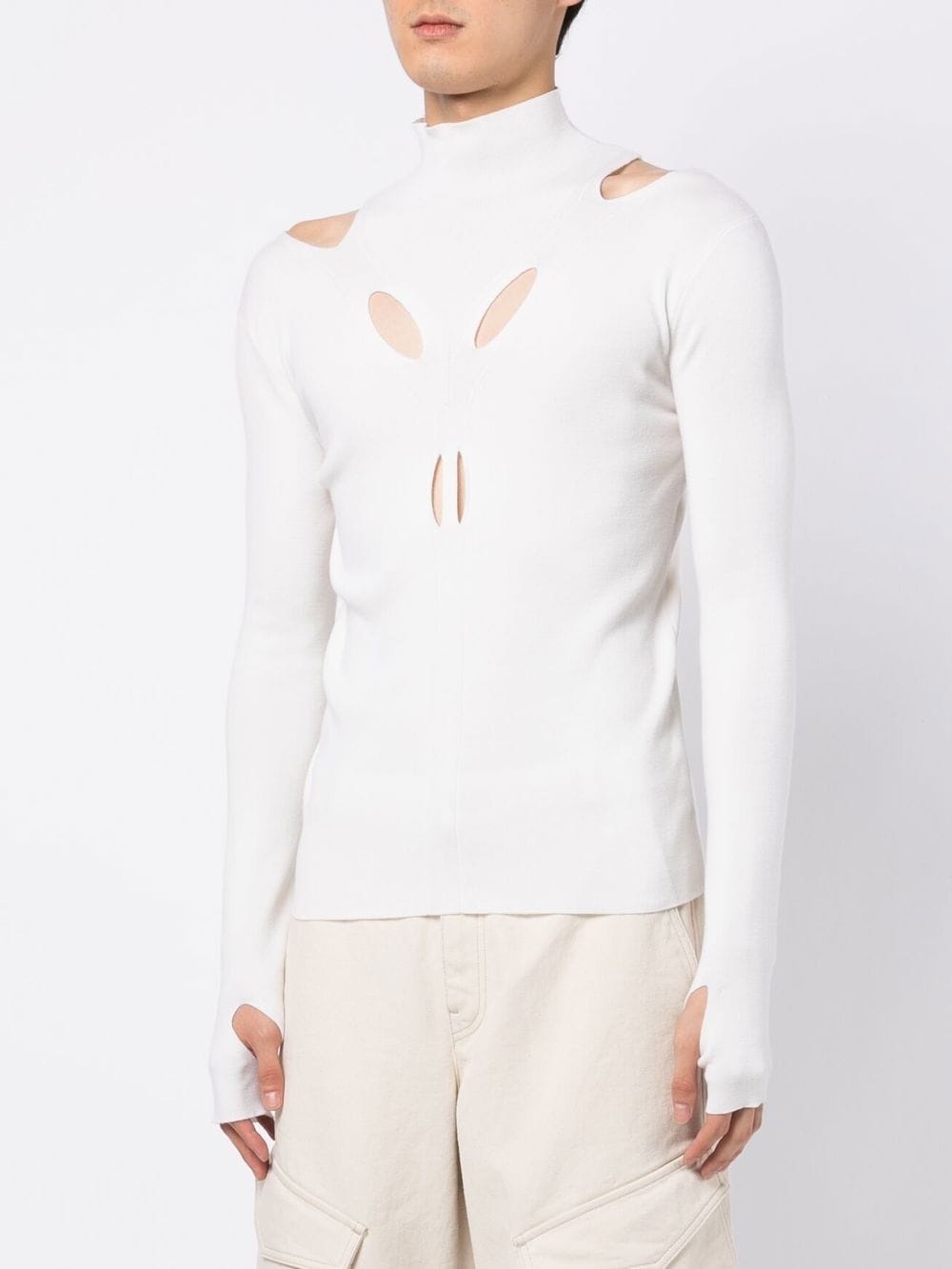 cut-out mock-neck jumper - 4