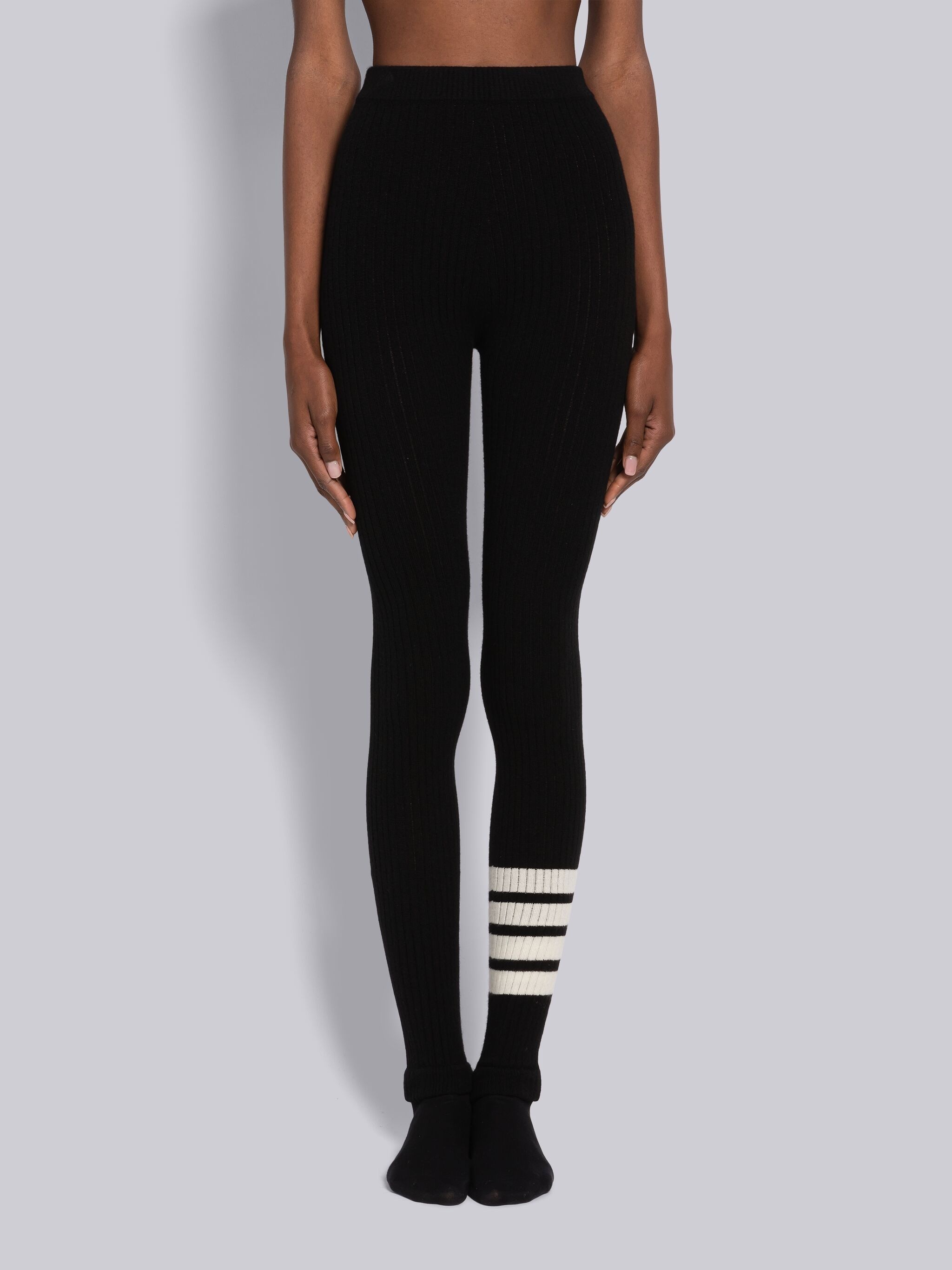 Wool Cashmere Rib 4-Bar Seamless Leggings - 1