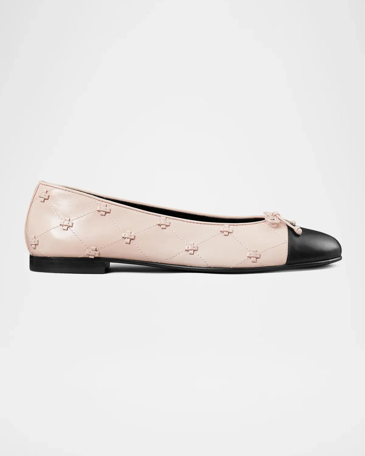 Bunny Knot Leather Cap-Toe Ballerina Flats - 1