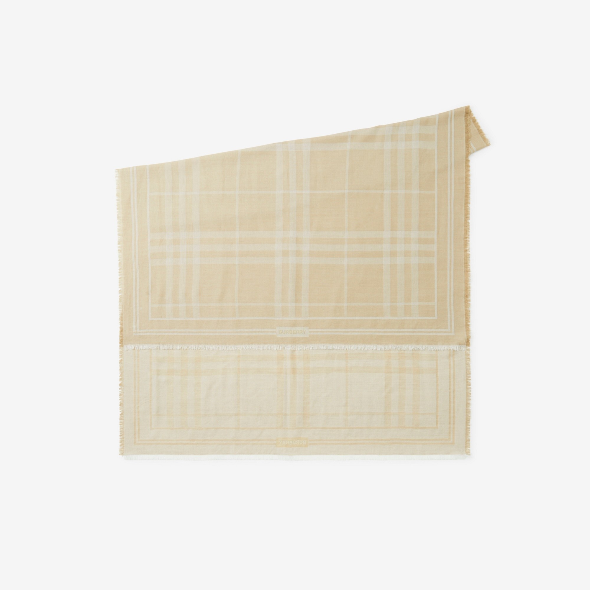 Check Wool Cotton Silk Scarf - 2