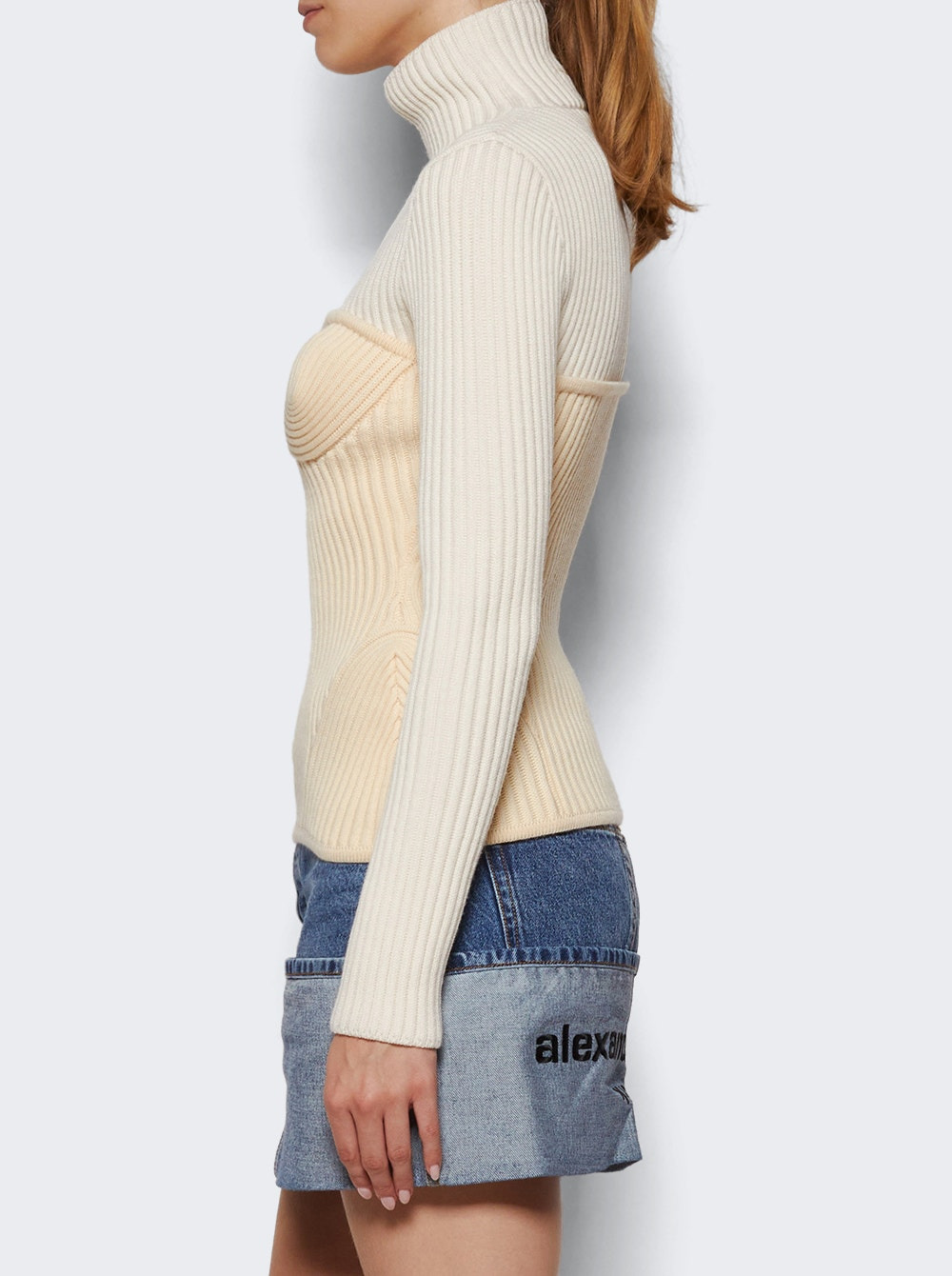 Stretch Merino Wool Sweater White And Ecru - 3
