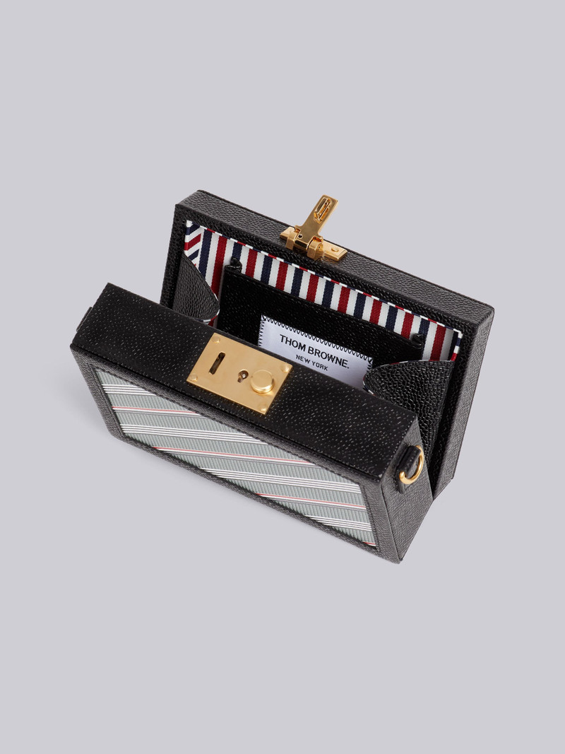 Medium Grey Monogram Coated Canvas Leather Frame Mini Trunk Clutch 5