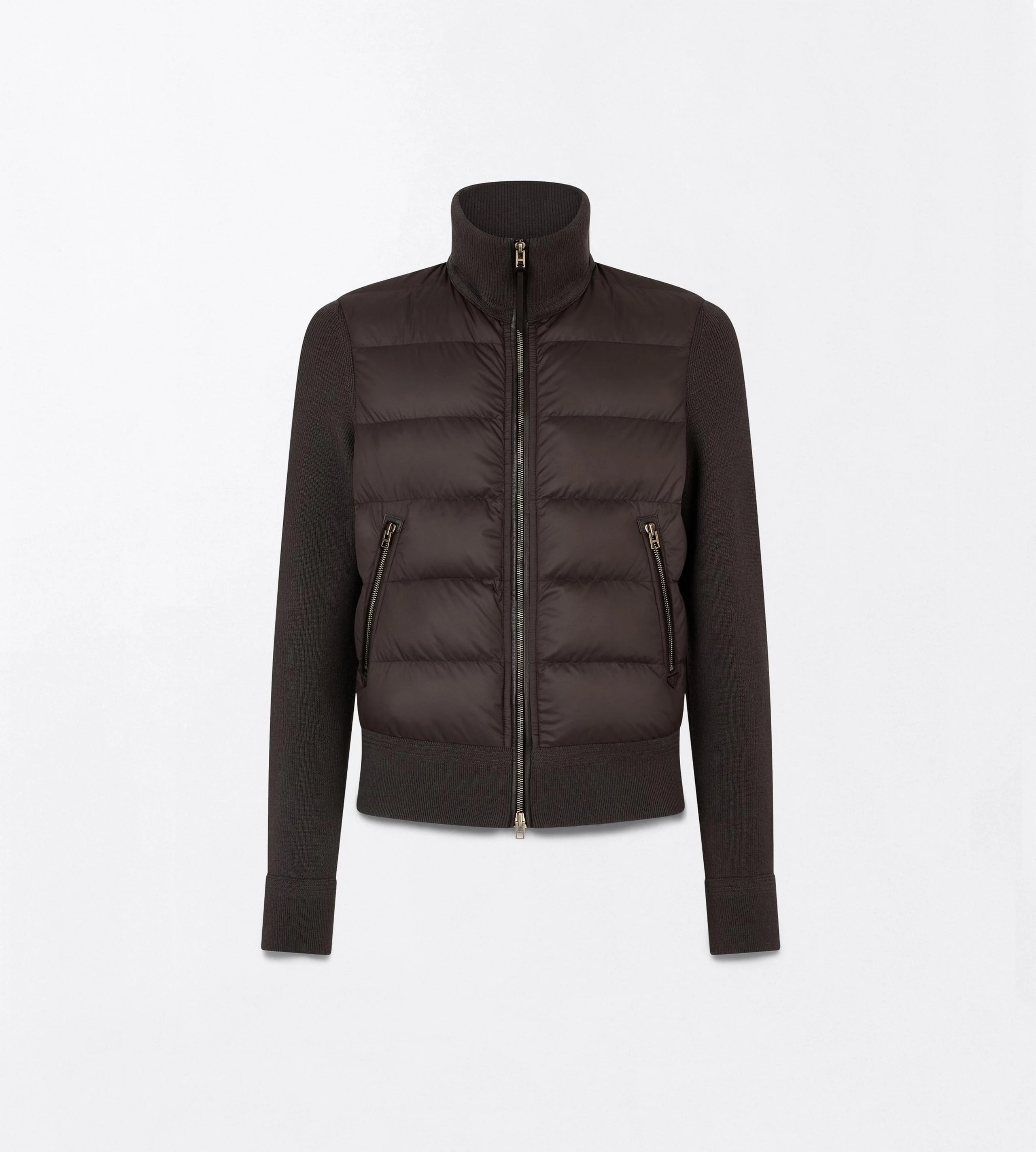 NYLON DOWN FRONT MERINO ZIP THROUGH - 1