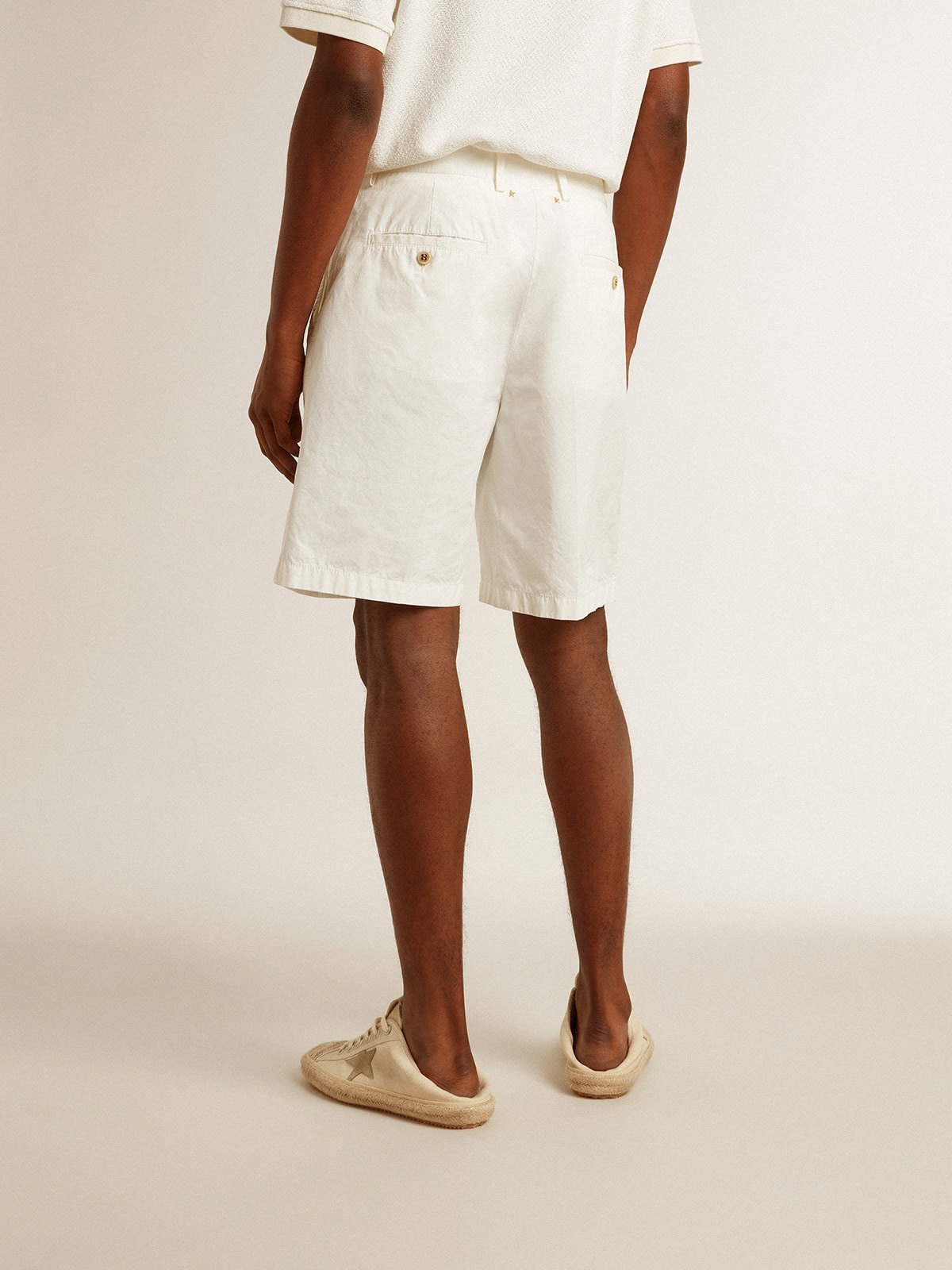 Bermuda shorts in white cotton poplin - 4