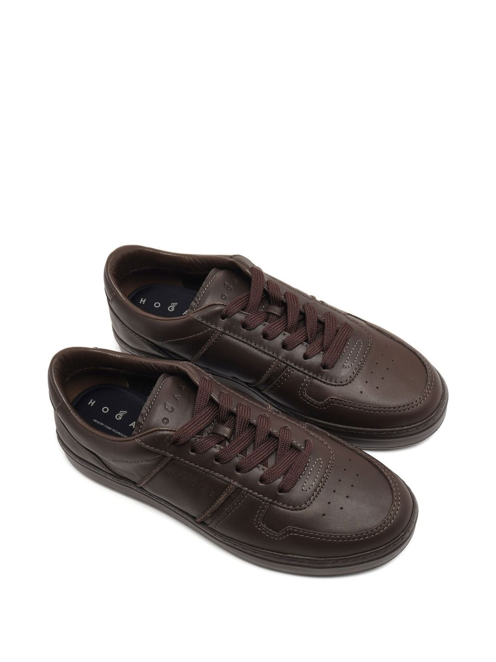 leather lace-up sneakers - 3