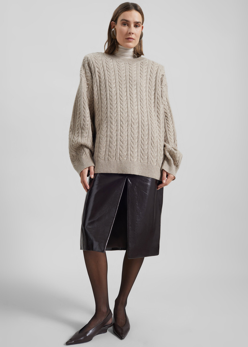Karmoy Cable Knit Padded Sweater - Beige 6