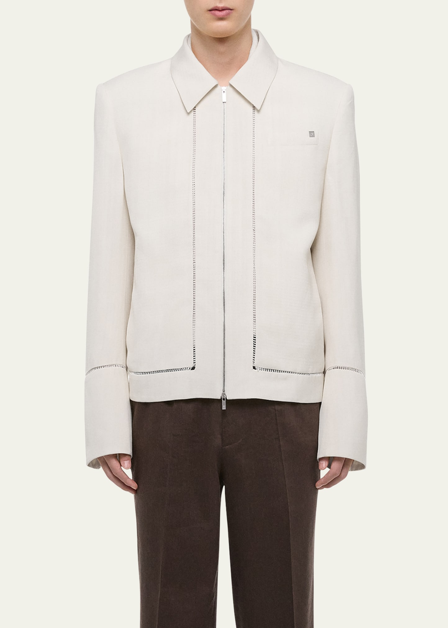 Men's Ladder-Stitch Border Zip Jacket - 4