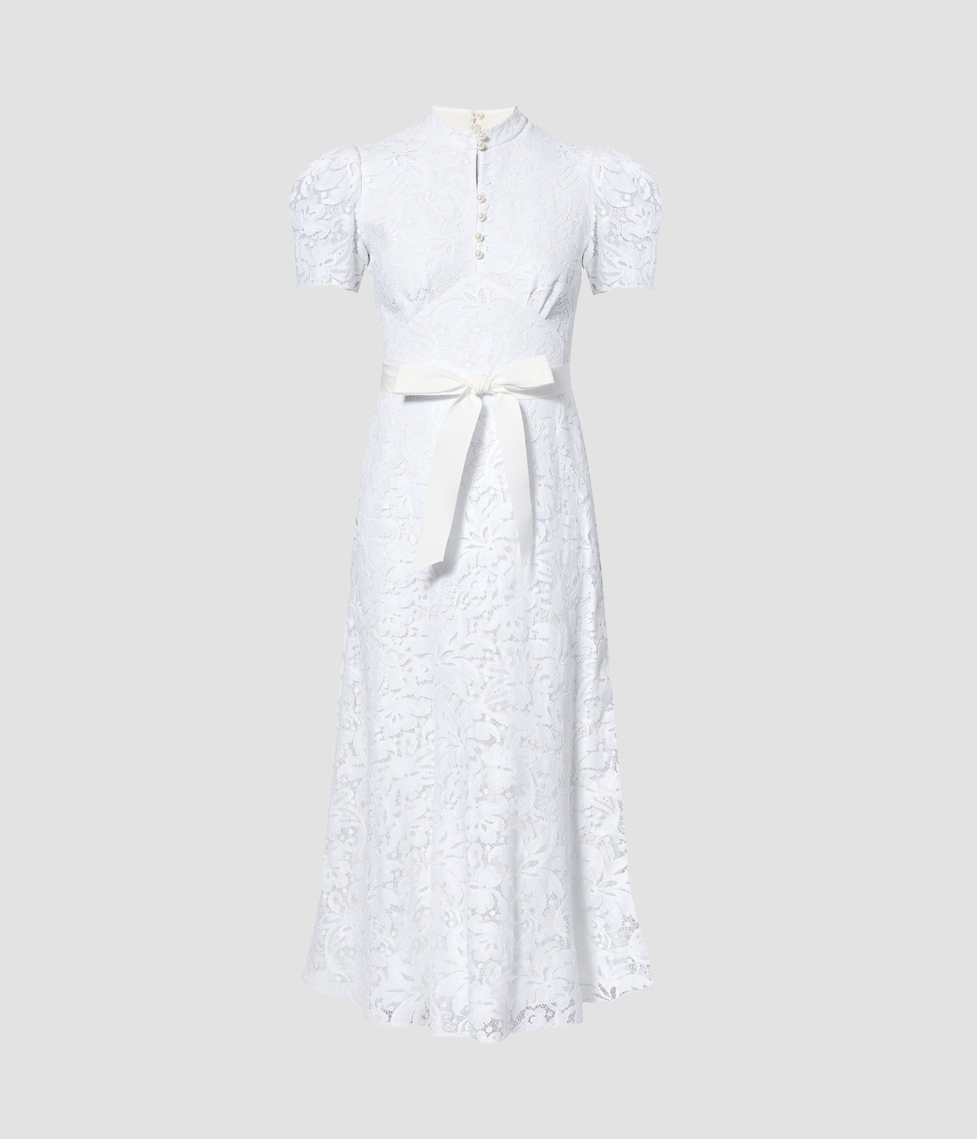 LAUREN WHITE LACE PUFF SLEEVE DRESS - 1