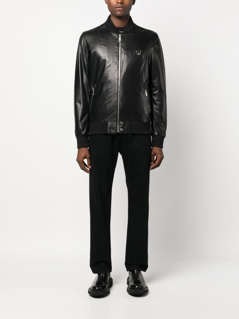 PHILIPP PLEIN Skull leather bomber jacket outlook