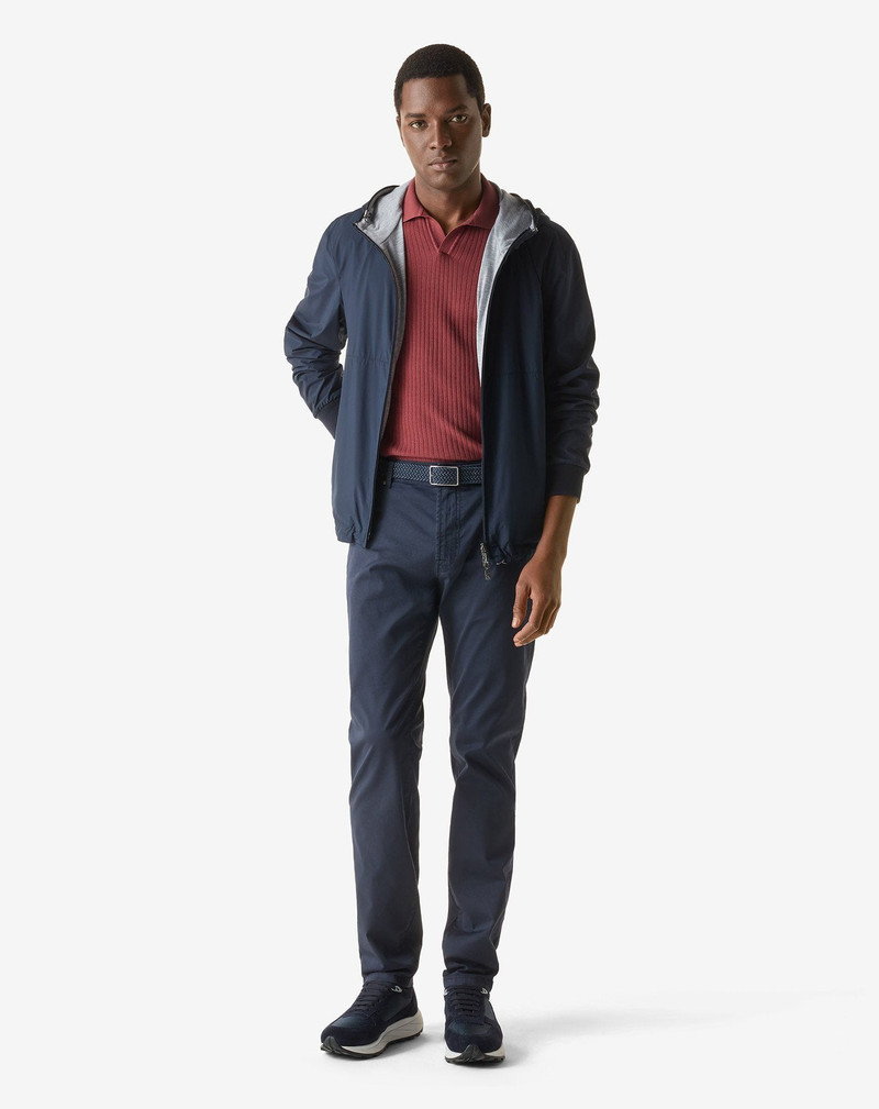 CORNELIANI Navy blue garment-dyed stretch cotton jeans outlook