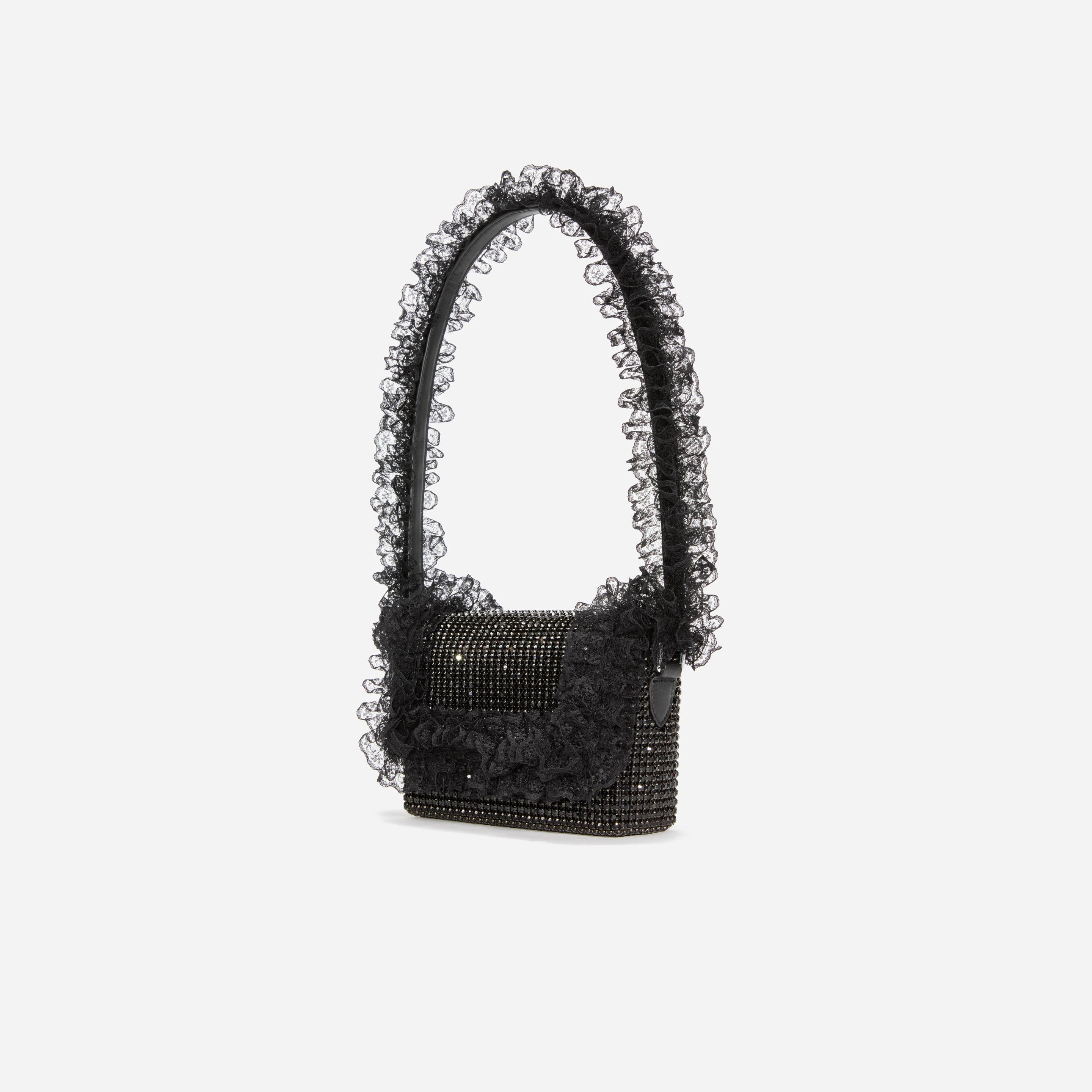 Black Crystal Lace Detail Bag - 2