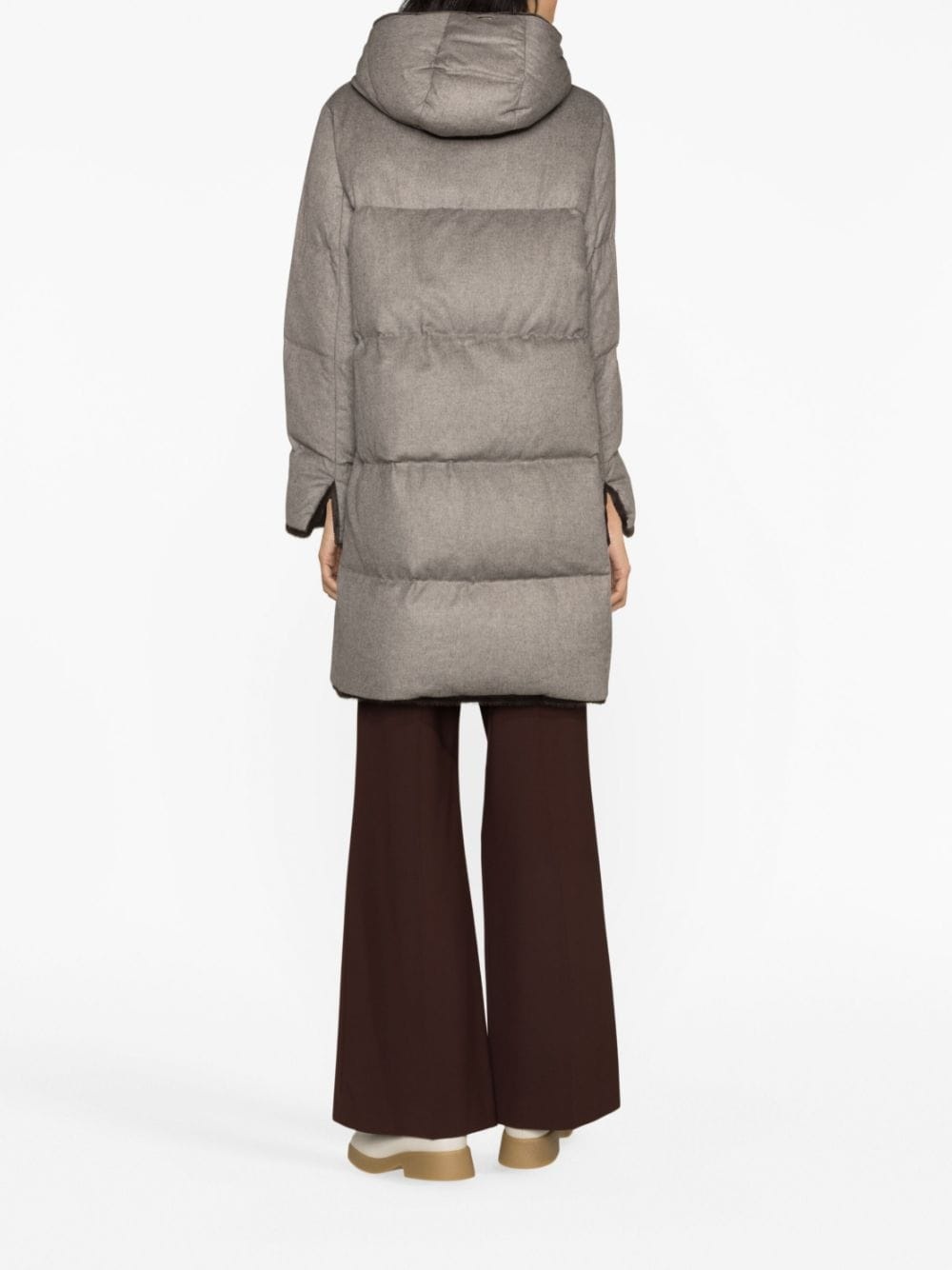 faux fur-lined quilted coat - 4