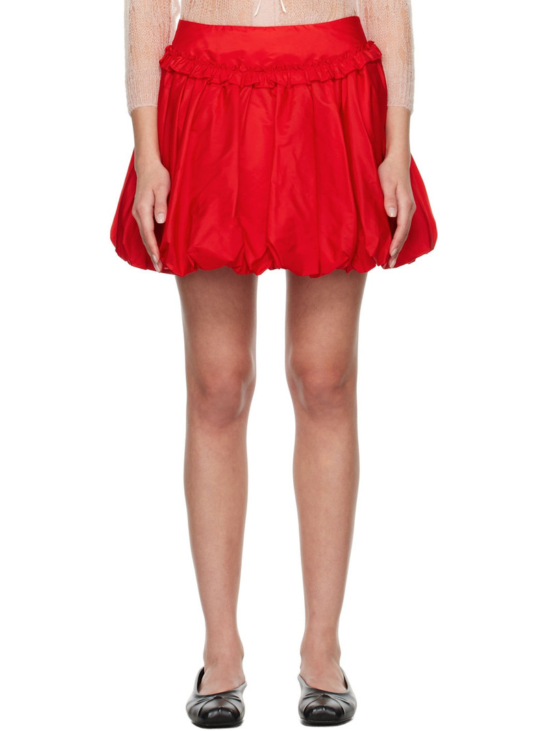 Red Gathered Bubble Miniskirt 1