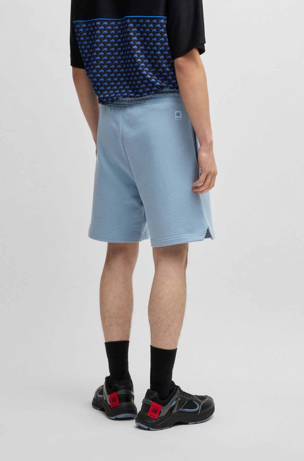 HUGO X RB COTTON-TERRY SHORTS WITH CARBON STEALTH LOGO - 5