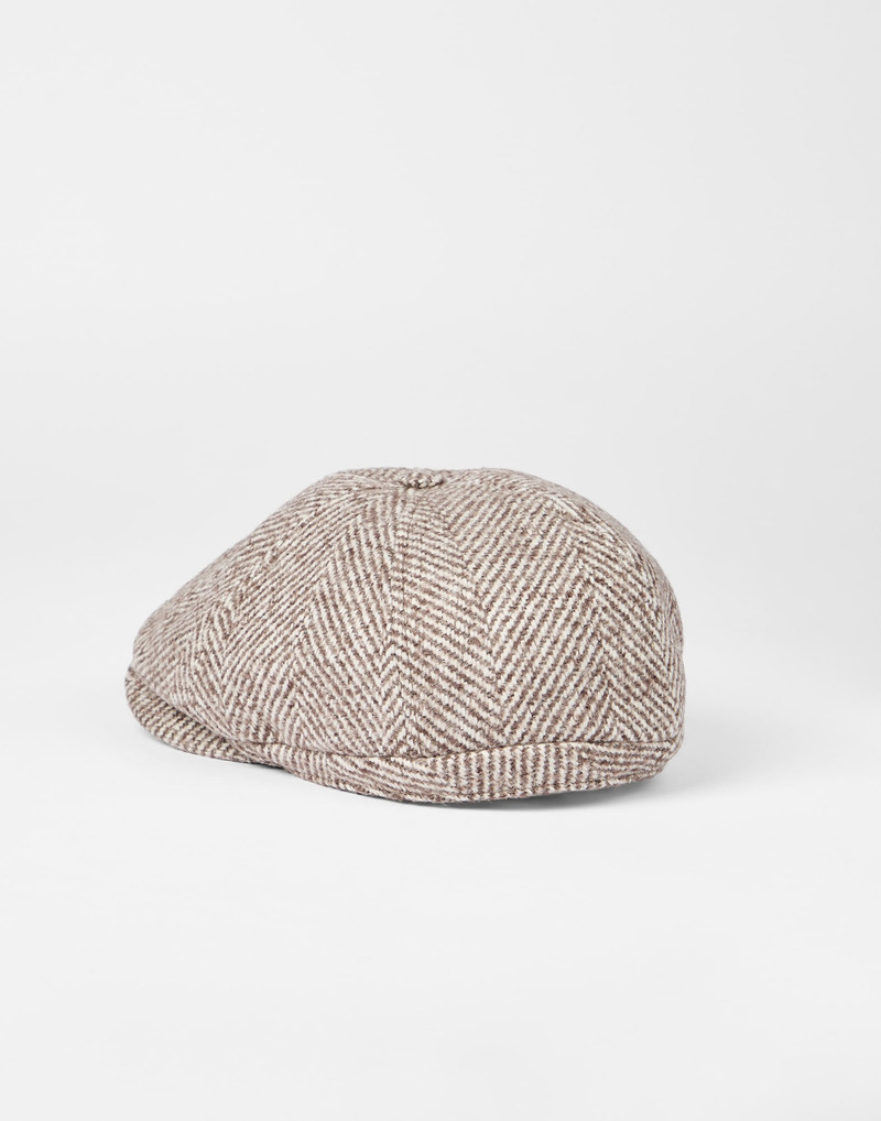 Brunello Cucinelli Wool and alpaca chevron flat cap outlook