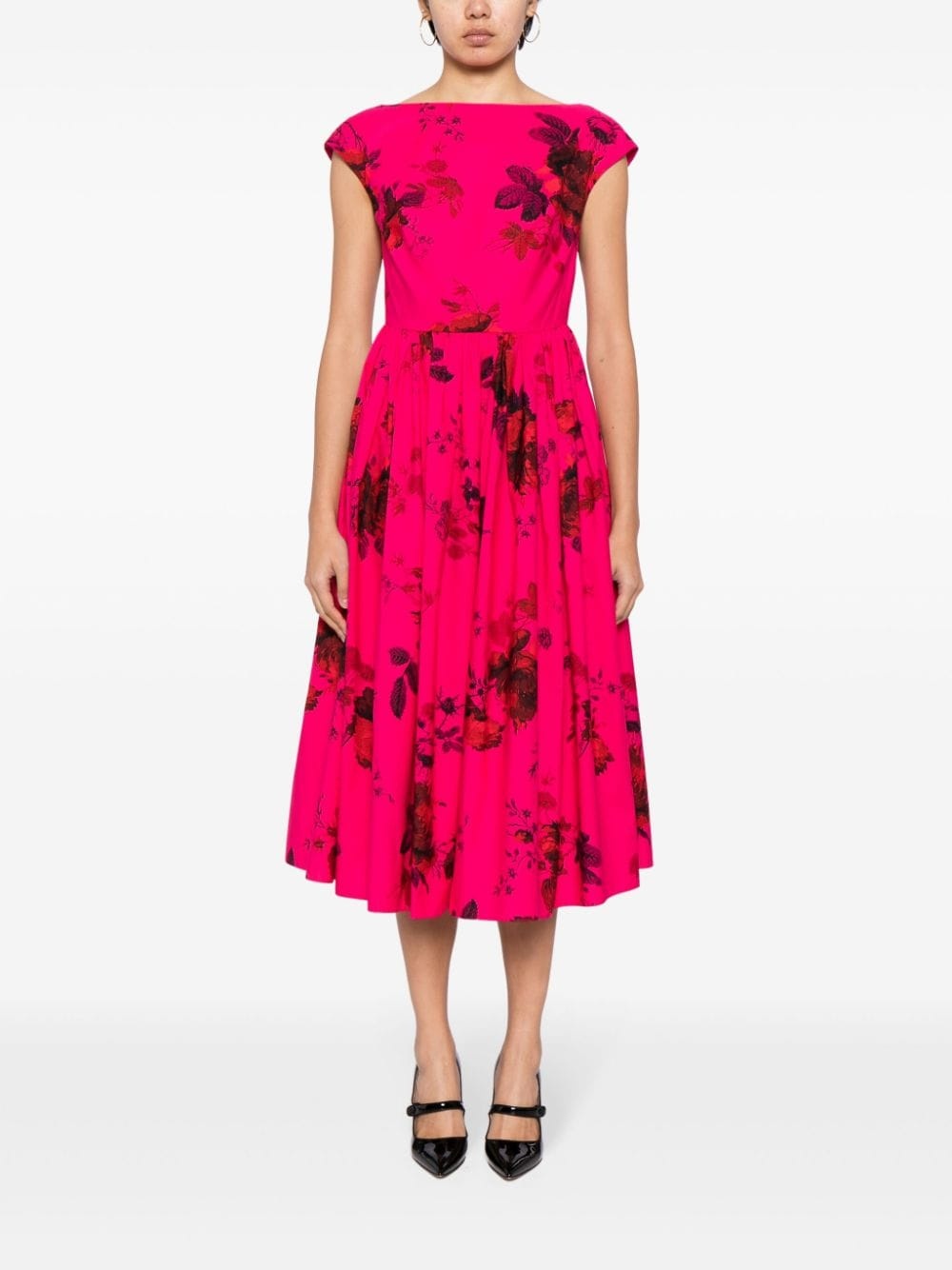 floral-print cotton midi dress - 3