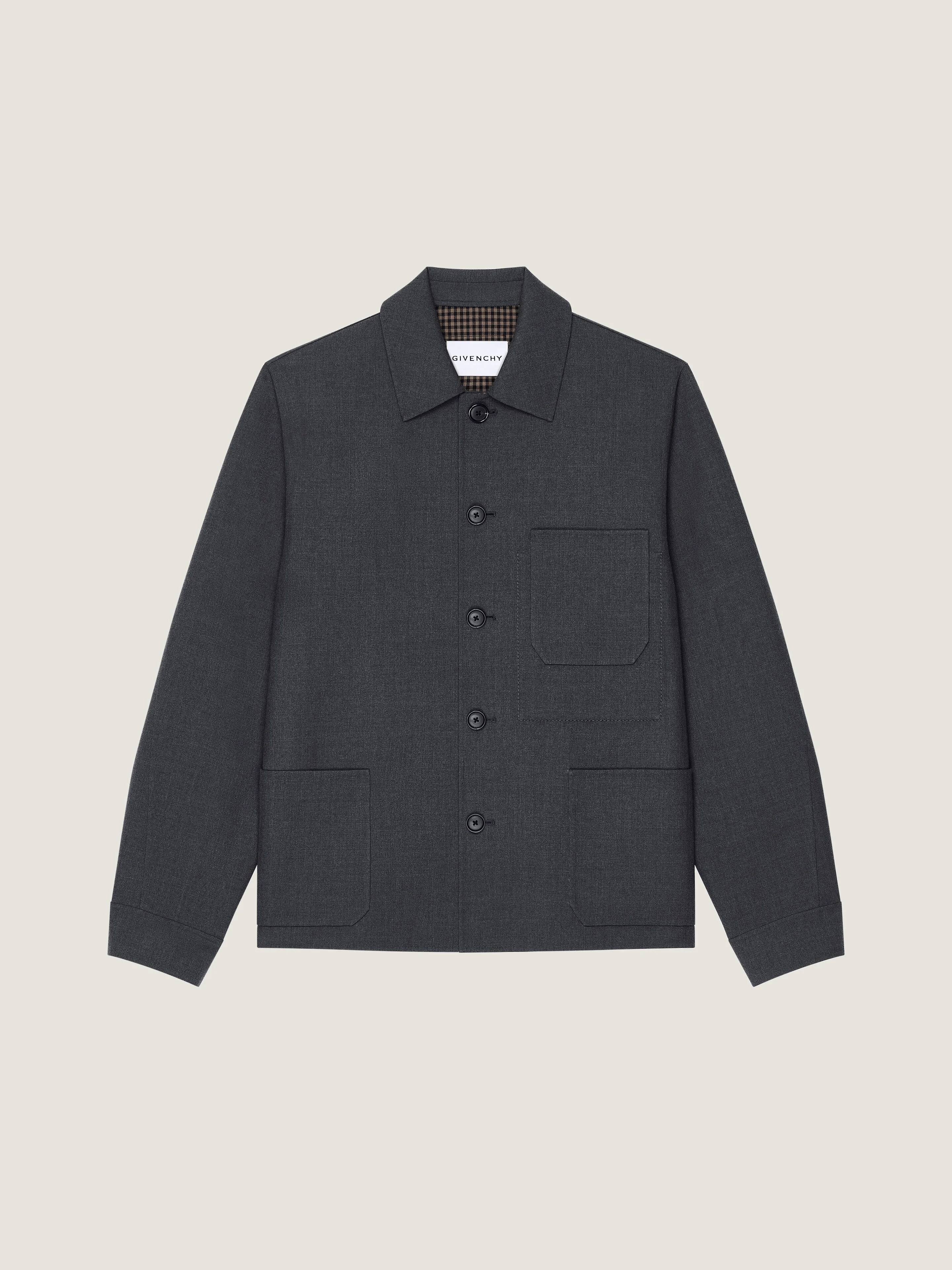 OVERSHIRT IN WOOL WITH CHECKED REVERSE - 1