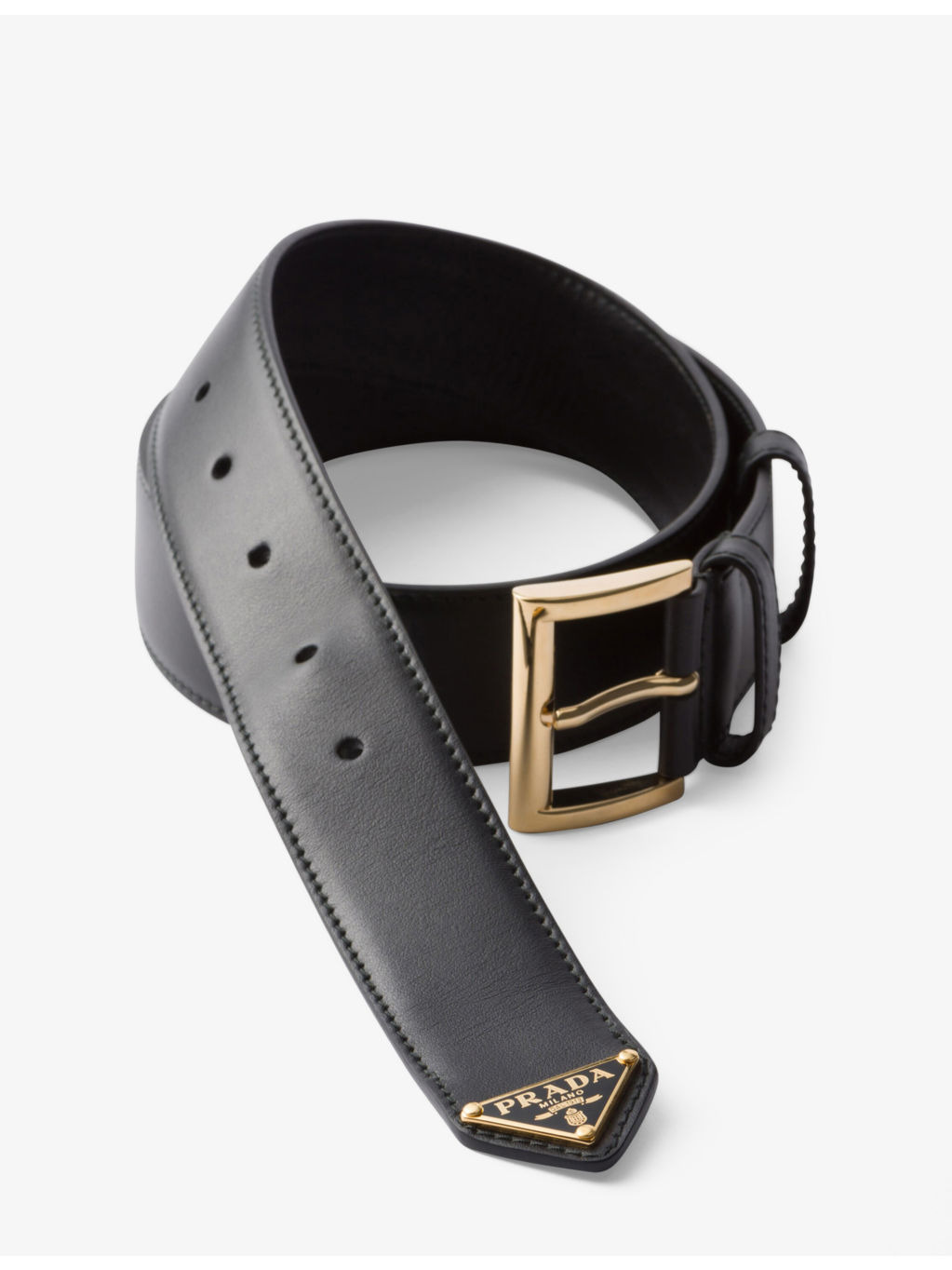 Brand-plaque leather belt - 3