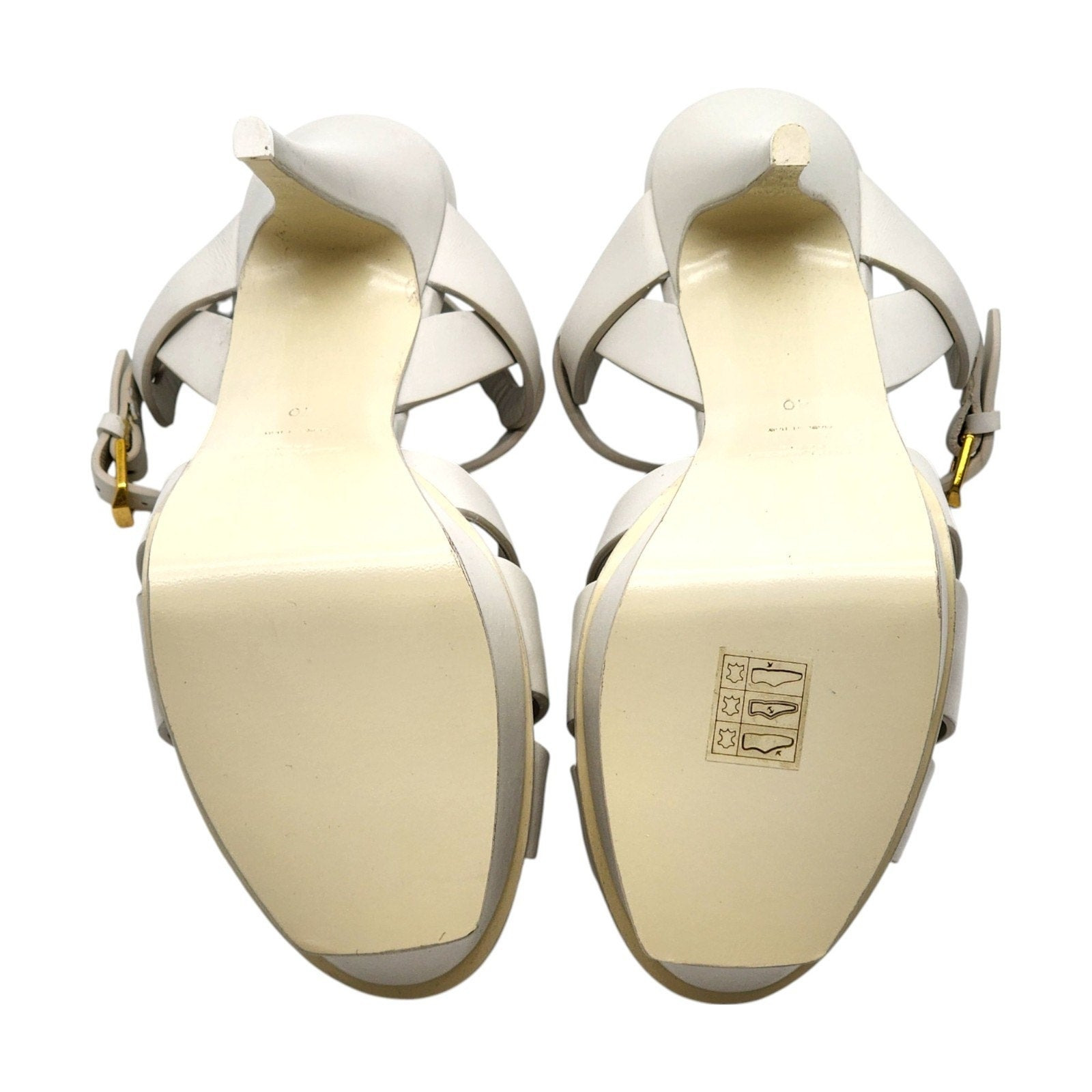 Saint Laurent Tribute Platform Leather Sandals Pumps White - 15