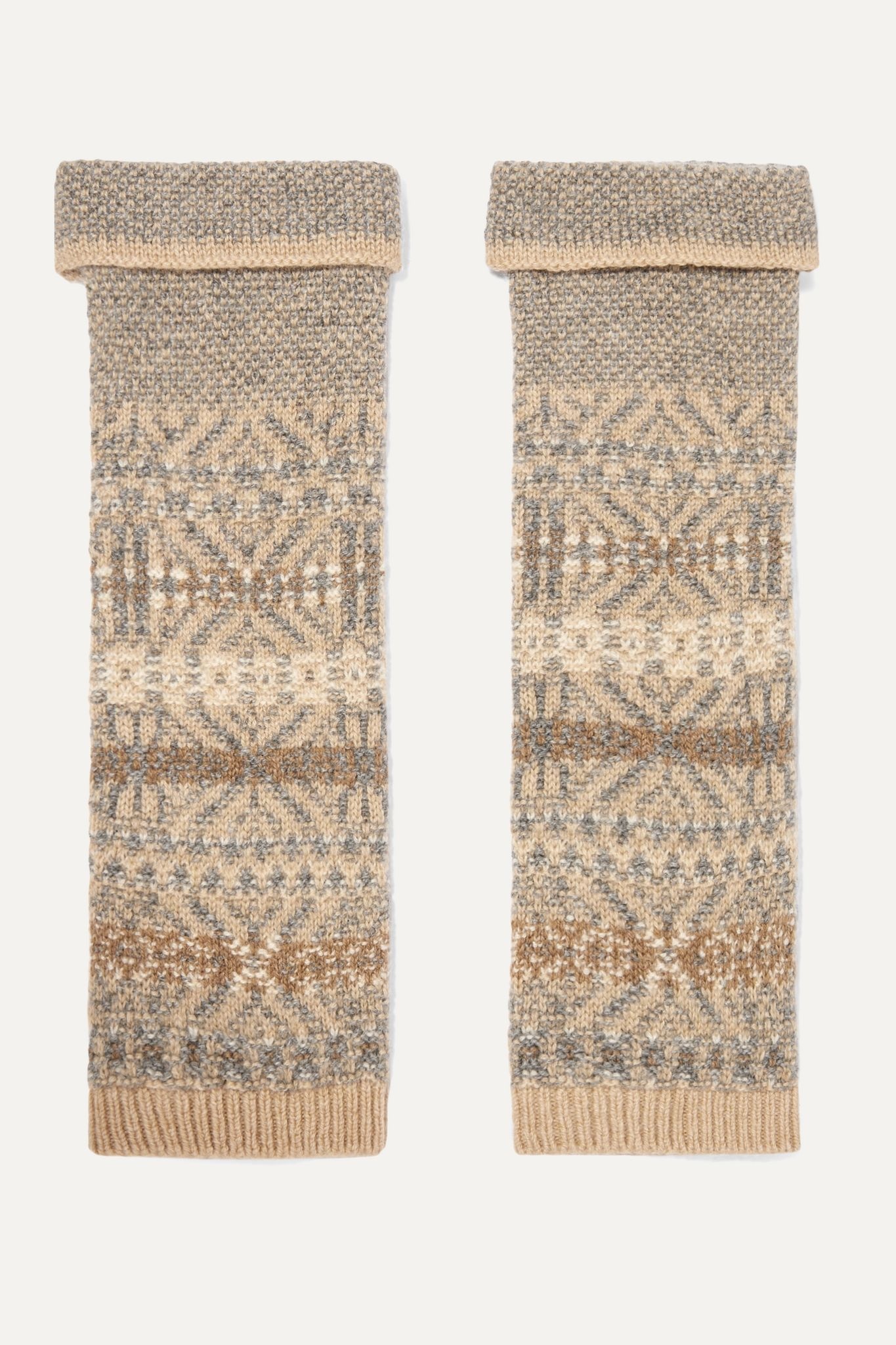 Fair Isle cashmere wrist warmers - 1